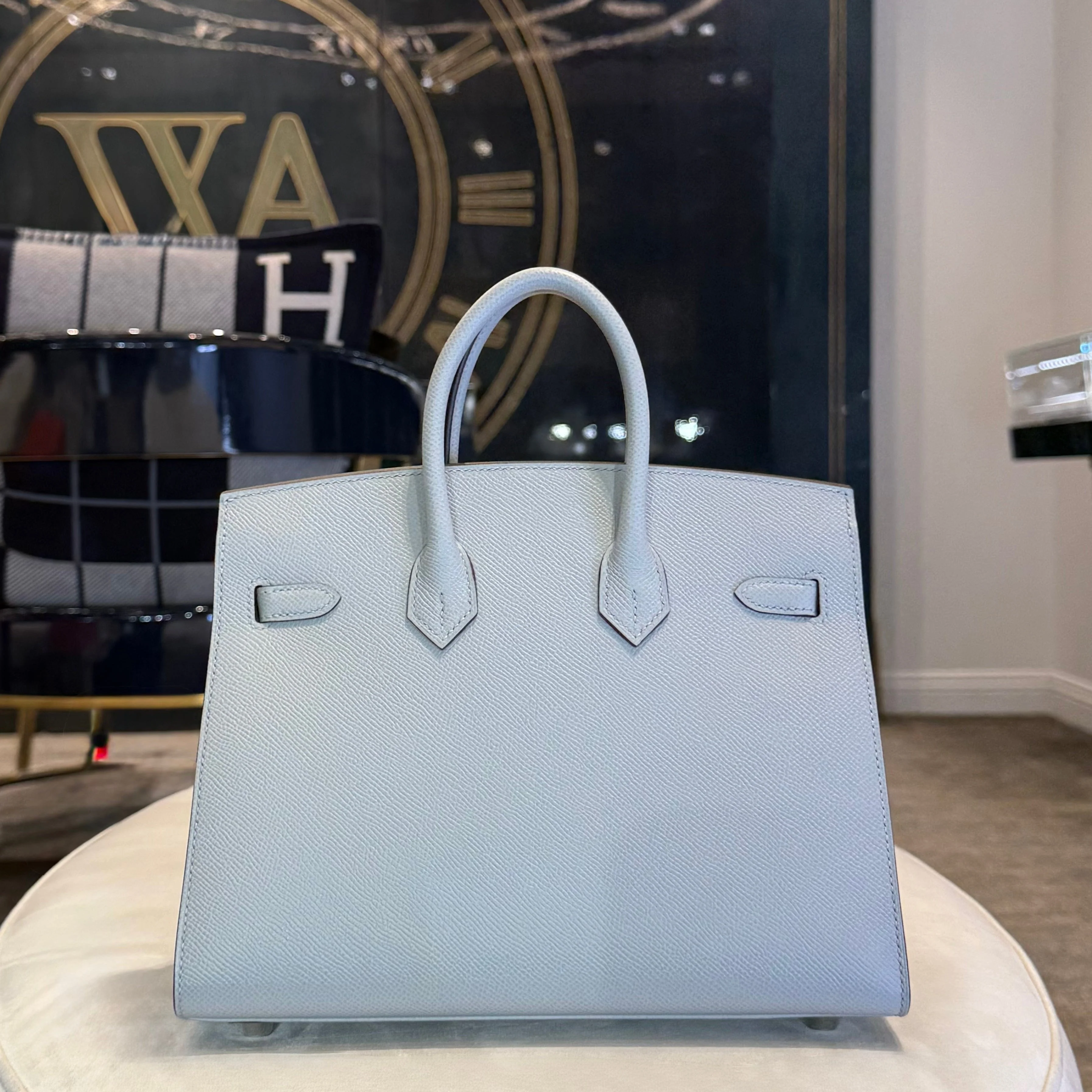Hermès Bleu Glacier Birkin Sellier 25 Epsom Palladium Hardware - Image 4