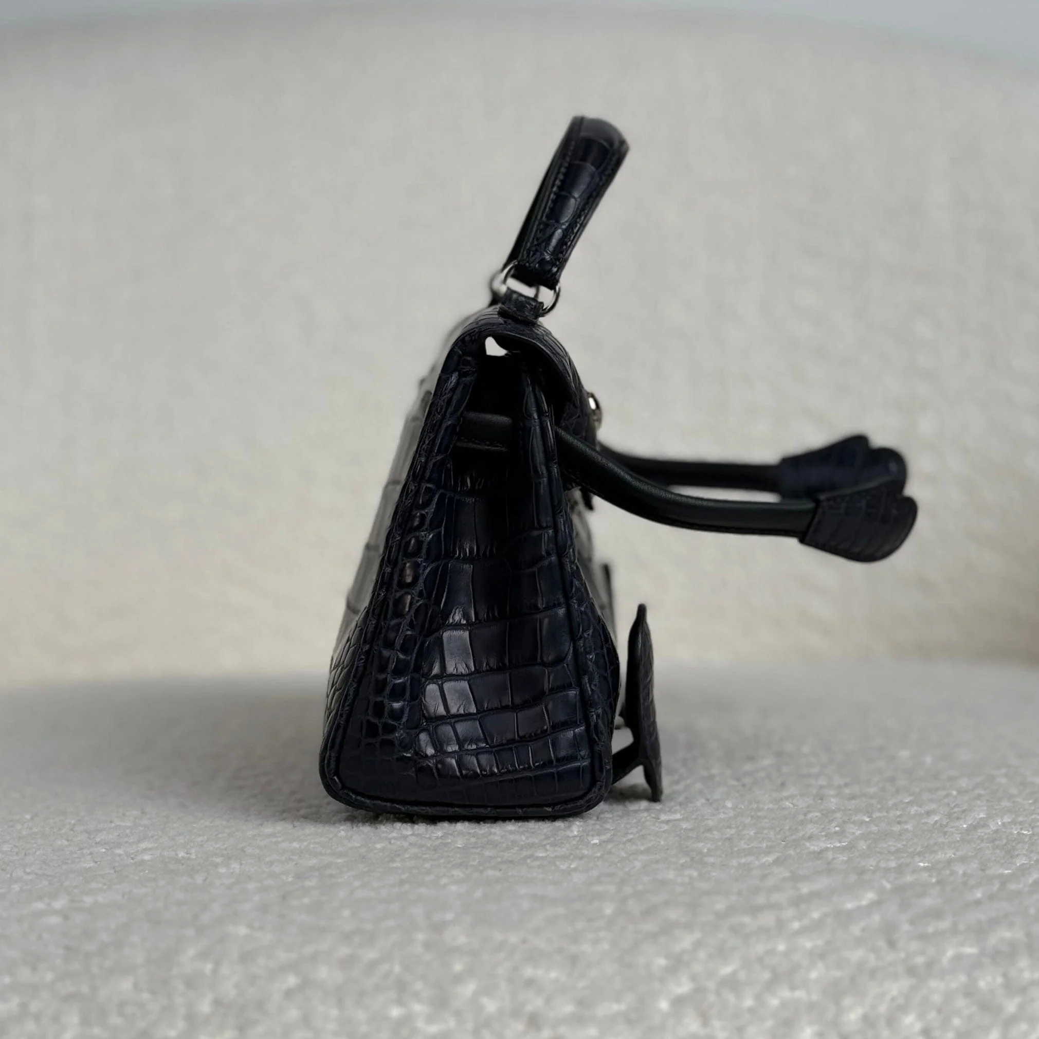 Hermès Bleu Indigo Kelly Doll Quelle Idole Matte Alligator Palladium Hardware Limited Edition - Image 3