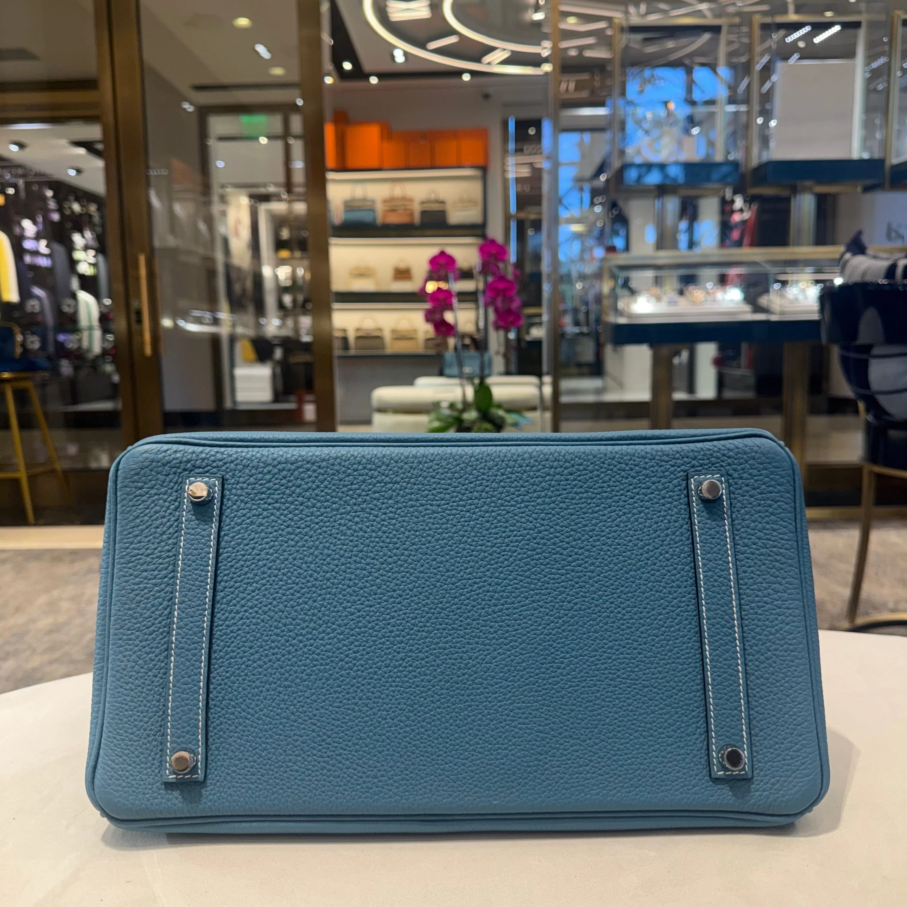 Hermès Bleu Jean Birkin 35 Togo Palladium Hardware - Image 6