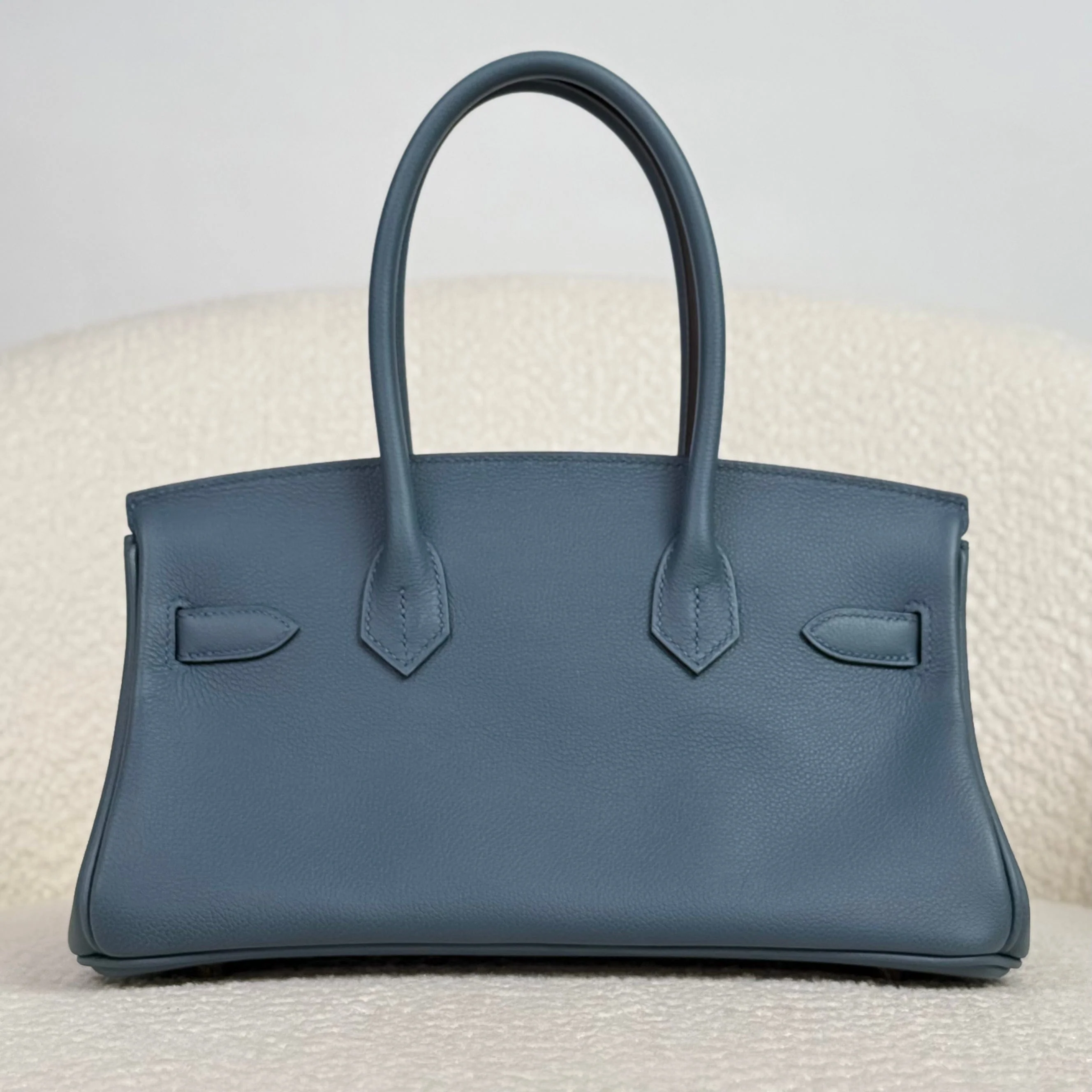 Hermès Bleu Tempete Shoulder Birkin Light 29 Evercolor Palladium Hardware - Image 4