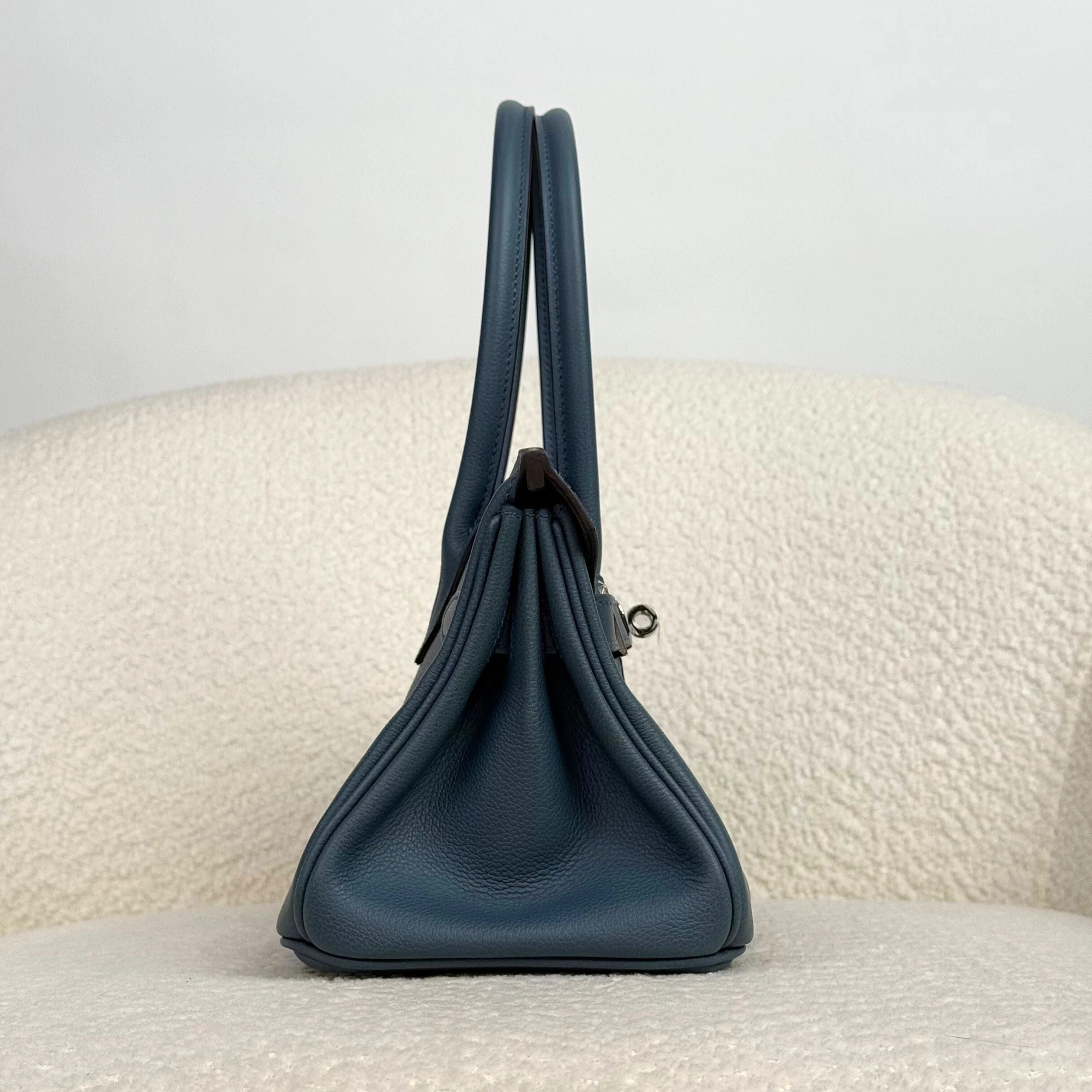 Hermès Bleu Tempete Shoulder Birkin Light 29 Evercolor Palladium Hardware - Image 5