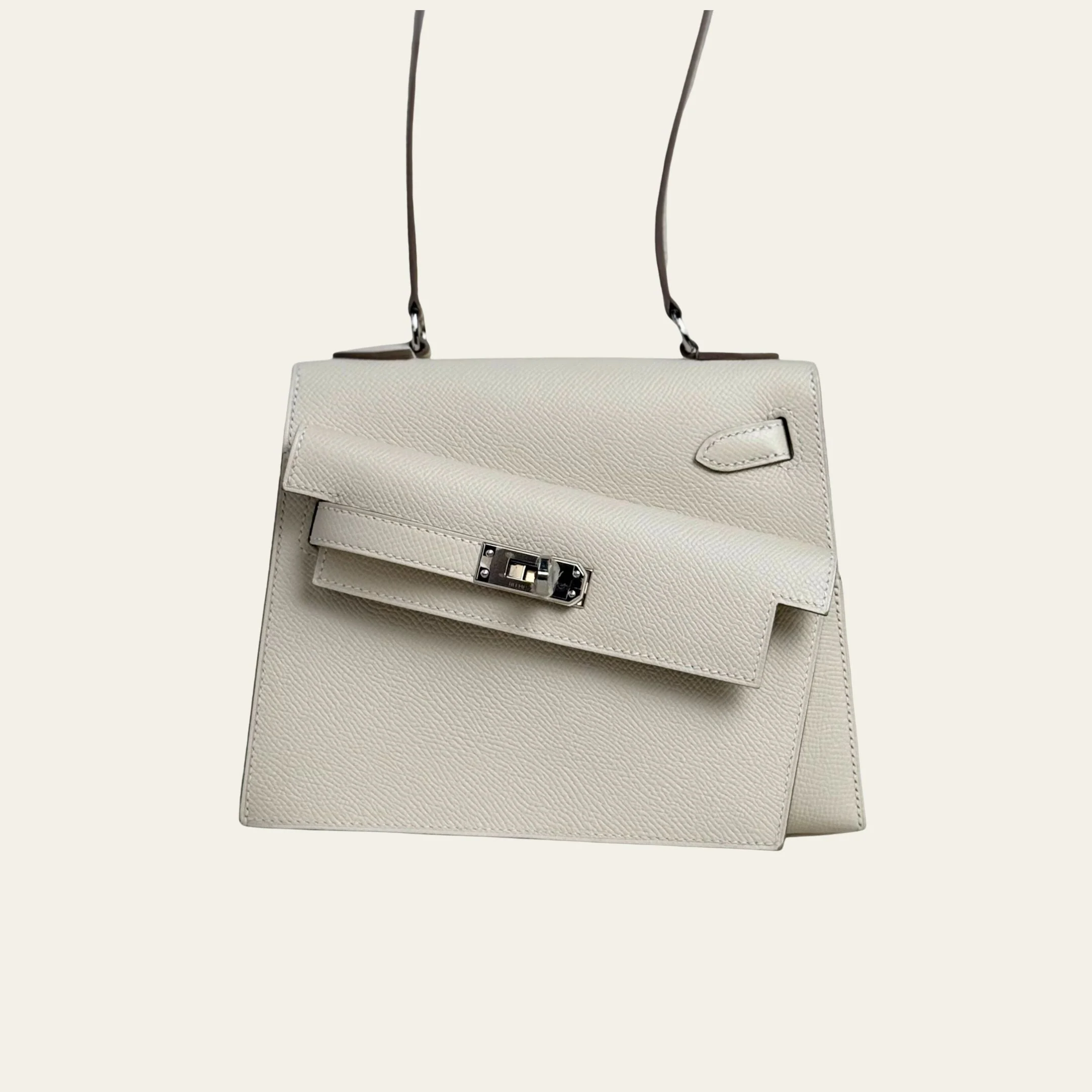 Hermès Craie Kelly En Desordre Sellier 20 Epsom Palladium Hardware Limited Edition