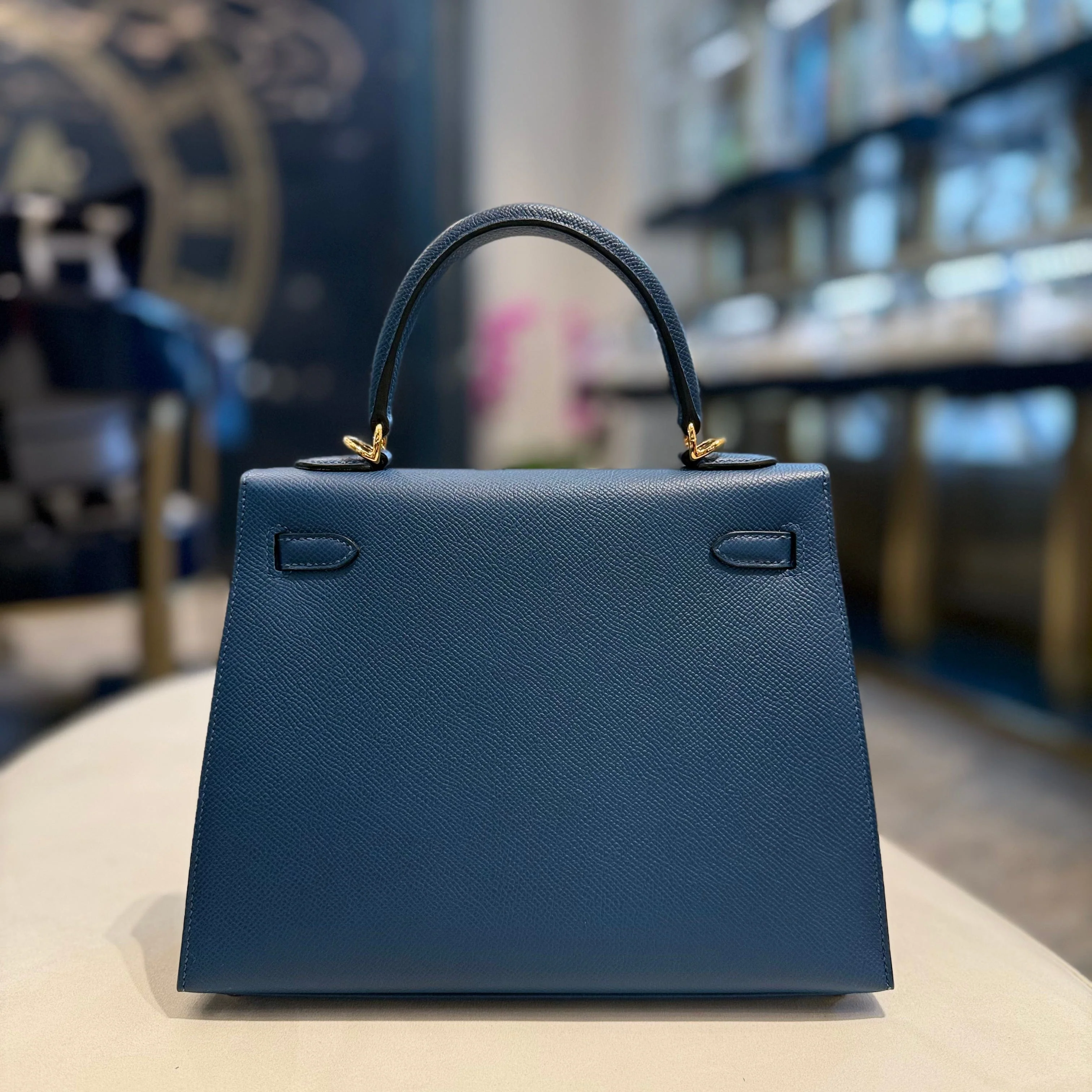 Hermès Deep Blue Kelly Sellier 25 Epsom Gold Hardware - Image 3