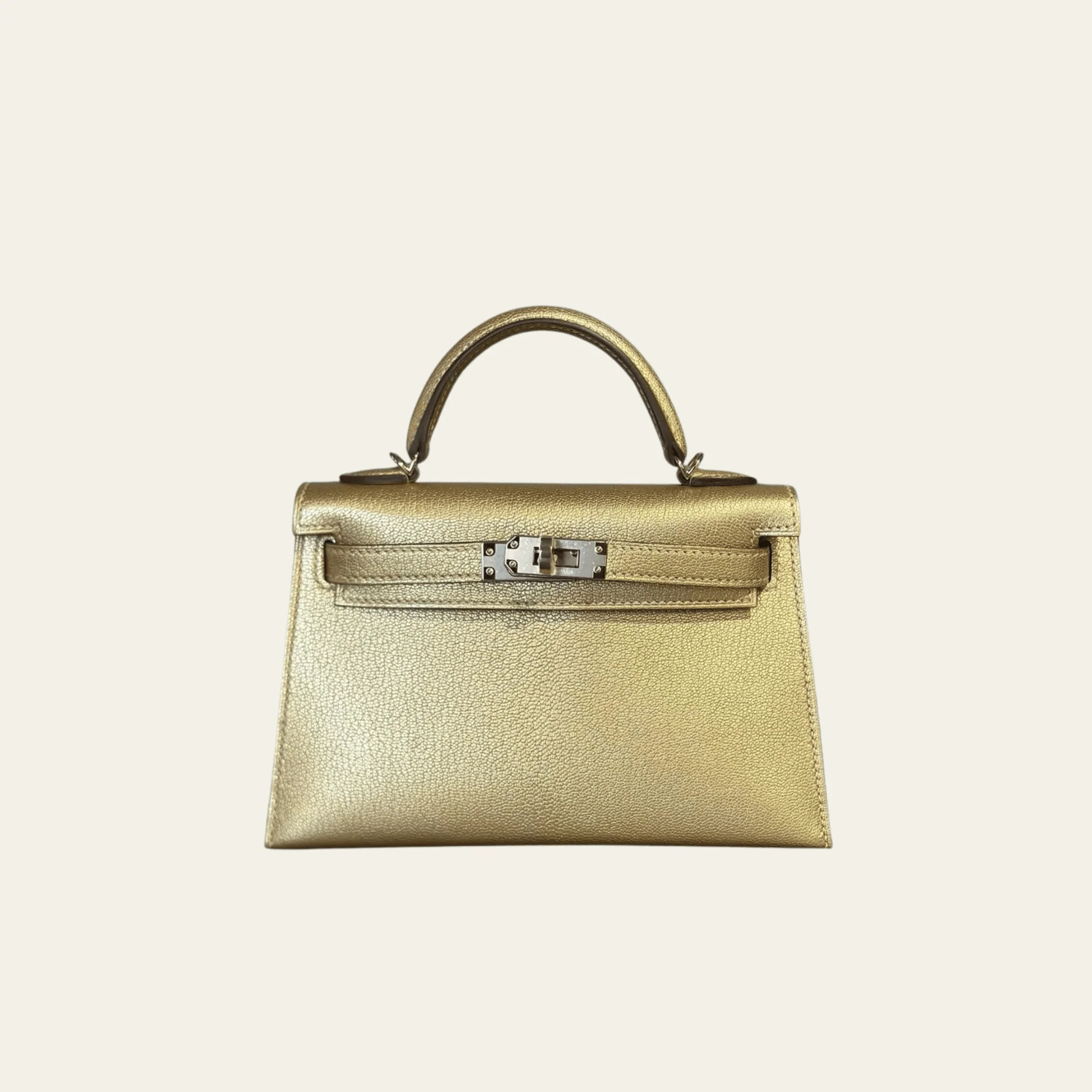 Hermès Dore Mini Kelly Sellier 20 Chevre Chamkilight Permabrass Hardware
