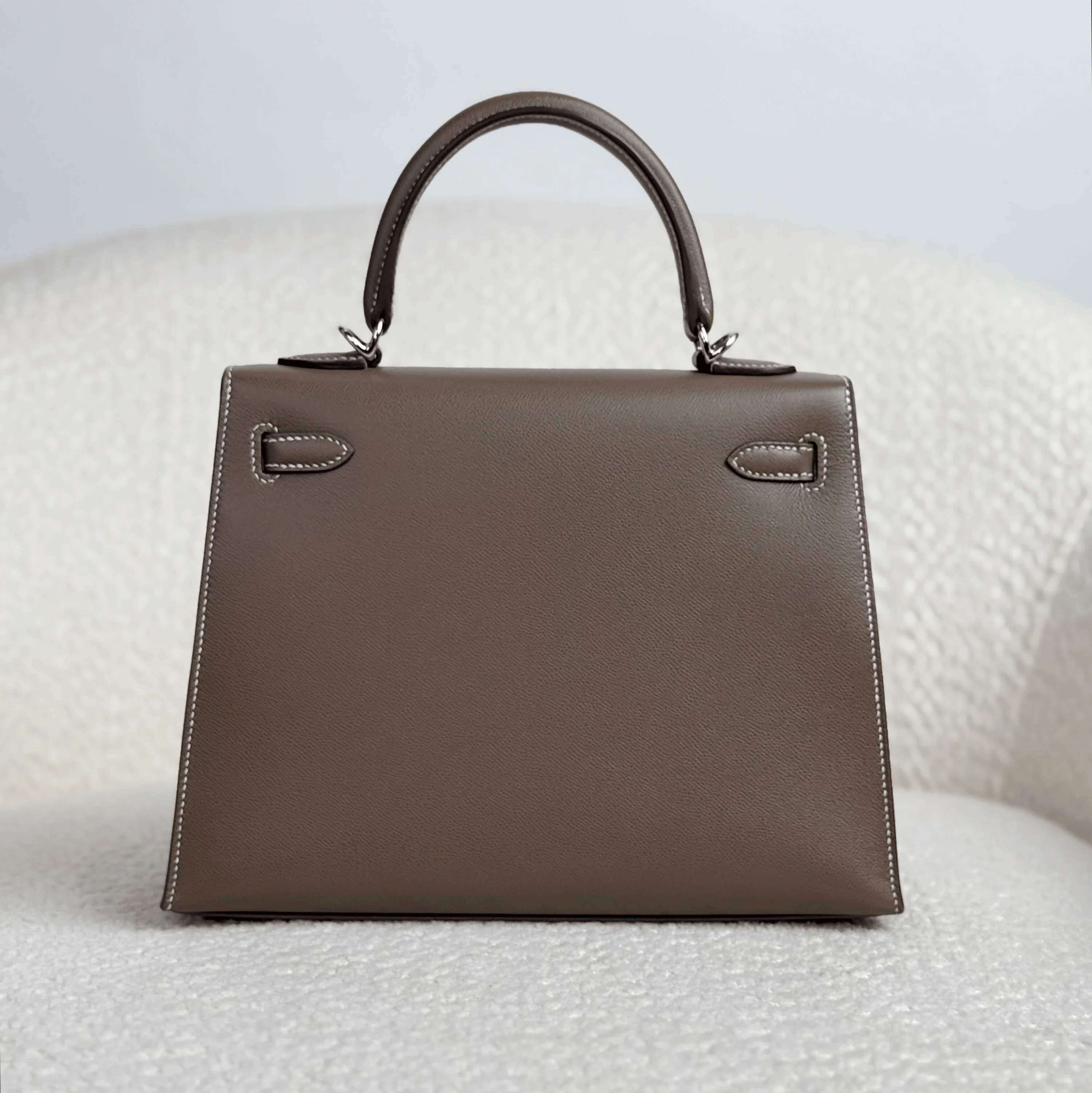 Hermès Etoupe Kelly Sellier 25 Verso Orange Epsom Palladium Hardware - Image 3