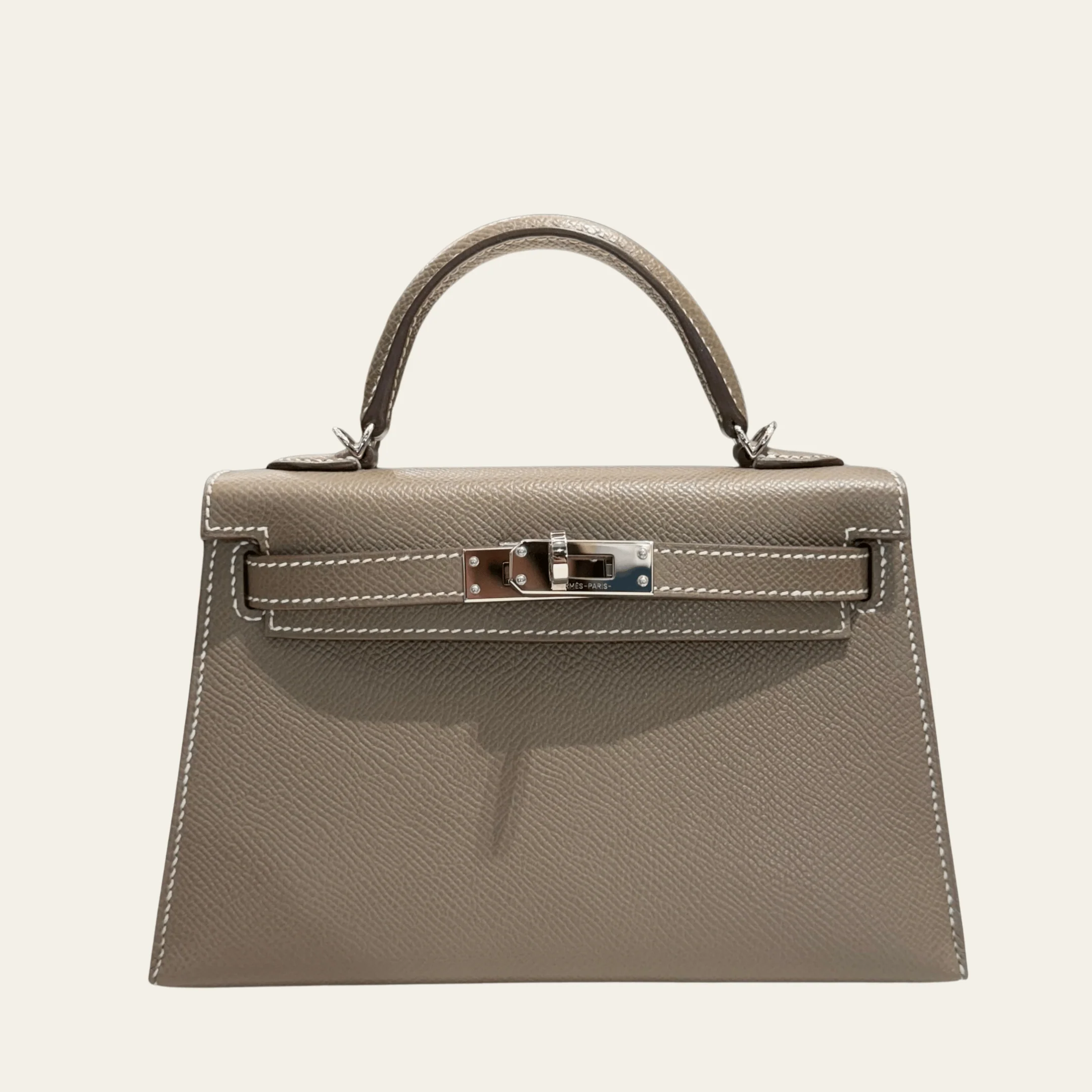 Hermès Etoupe Mini Kelly Sellier 20 Epsom Palladium Hardware