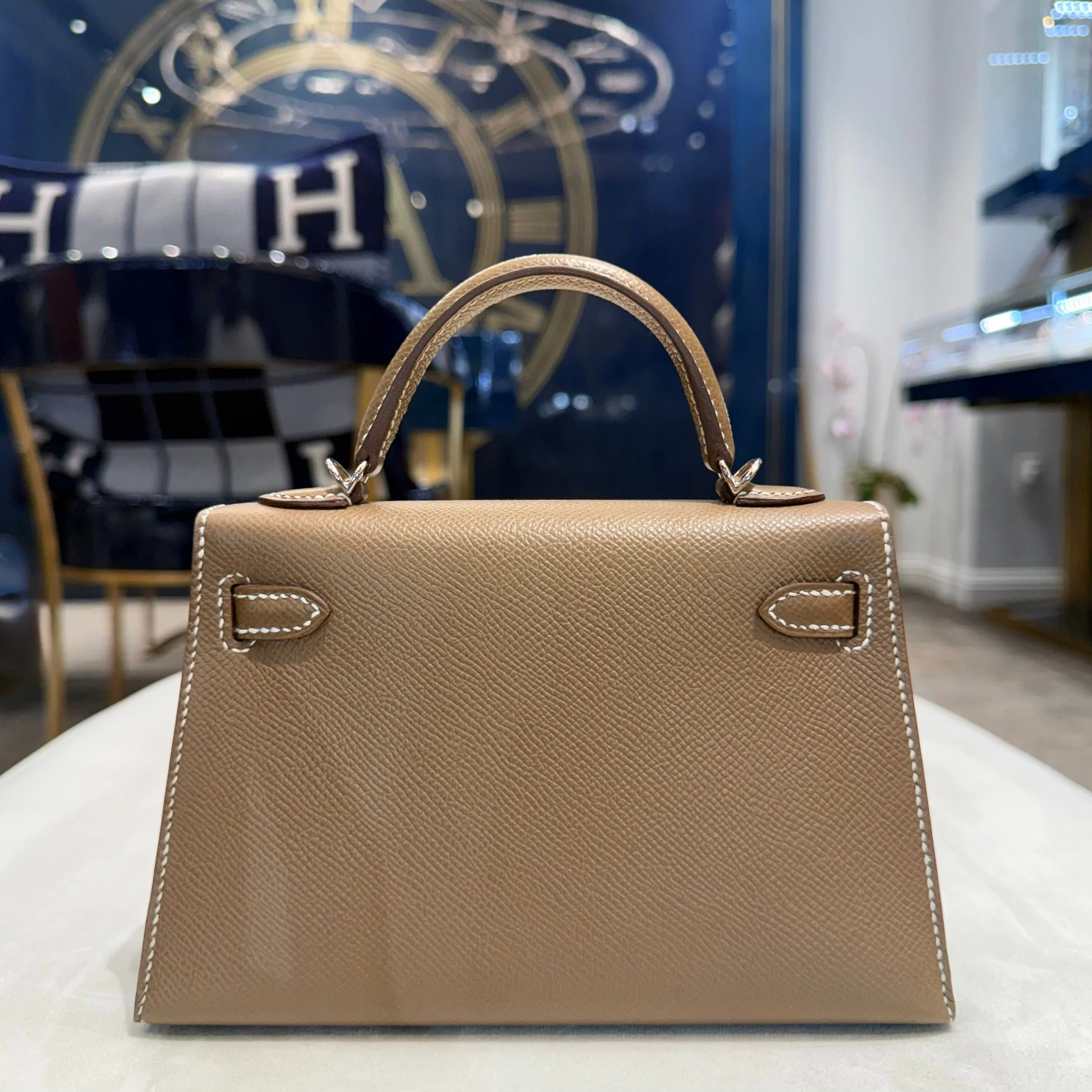 Hermès Etoupe Mini Kelly Sellier 20 Epsom Palladium Hardware - Image 3