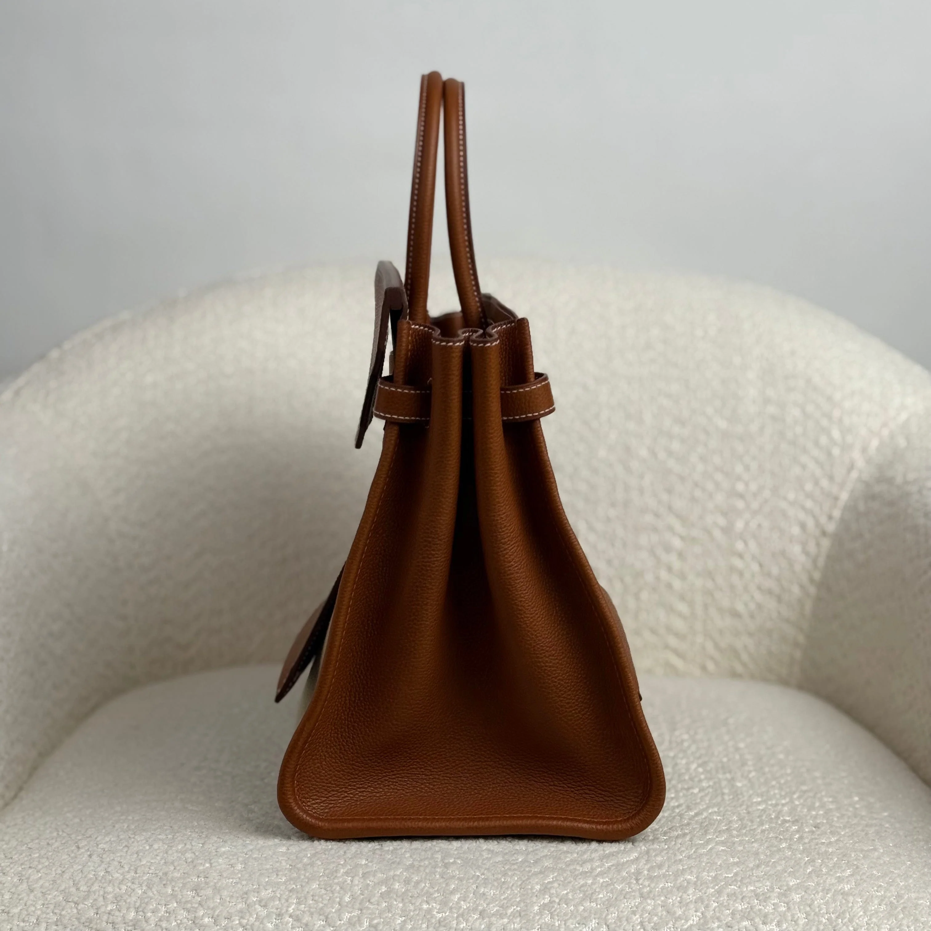 Hermès Fauve Barenia Birkin 35 A L'Envers Ficelle-Ecru H Dyed Canvas Palladium Hardware Limited Edition - Image 5