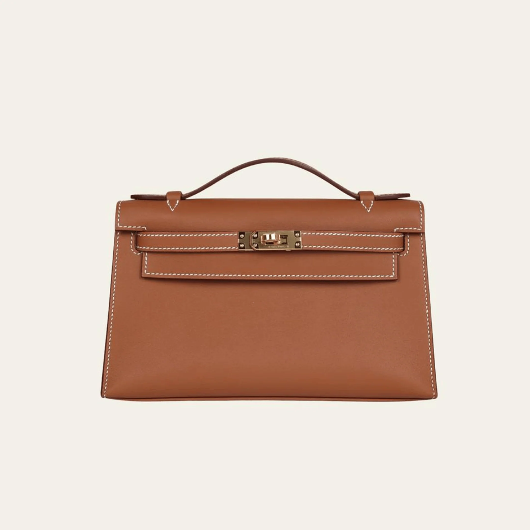 Hermès Gold Kelly Pochette Clutch Swift Gold Hardware