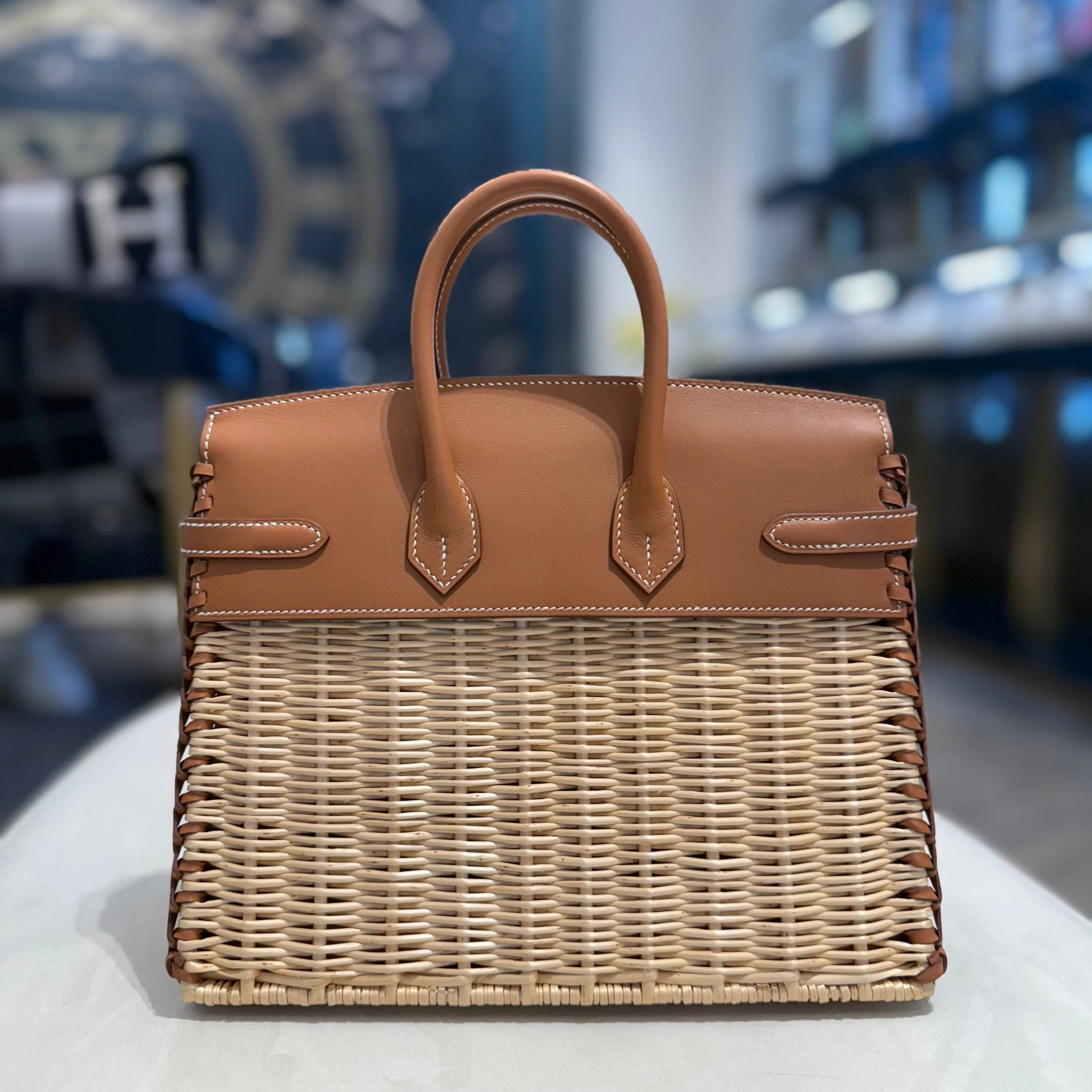 Hermès Gold Osier Wicker Picnic Birkin 25 Swift Palladium Hardware Limited Edition - Image 3