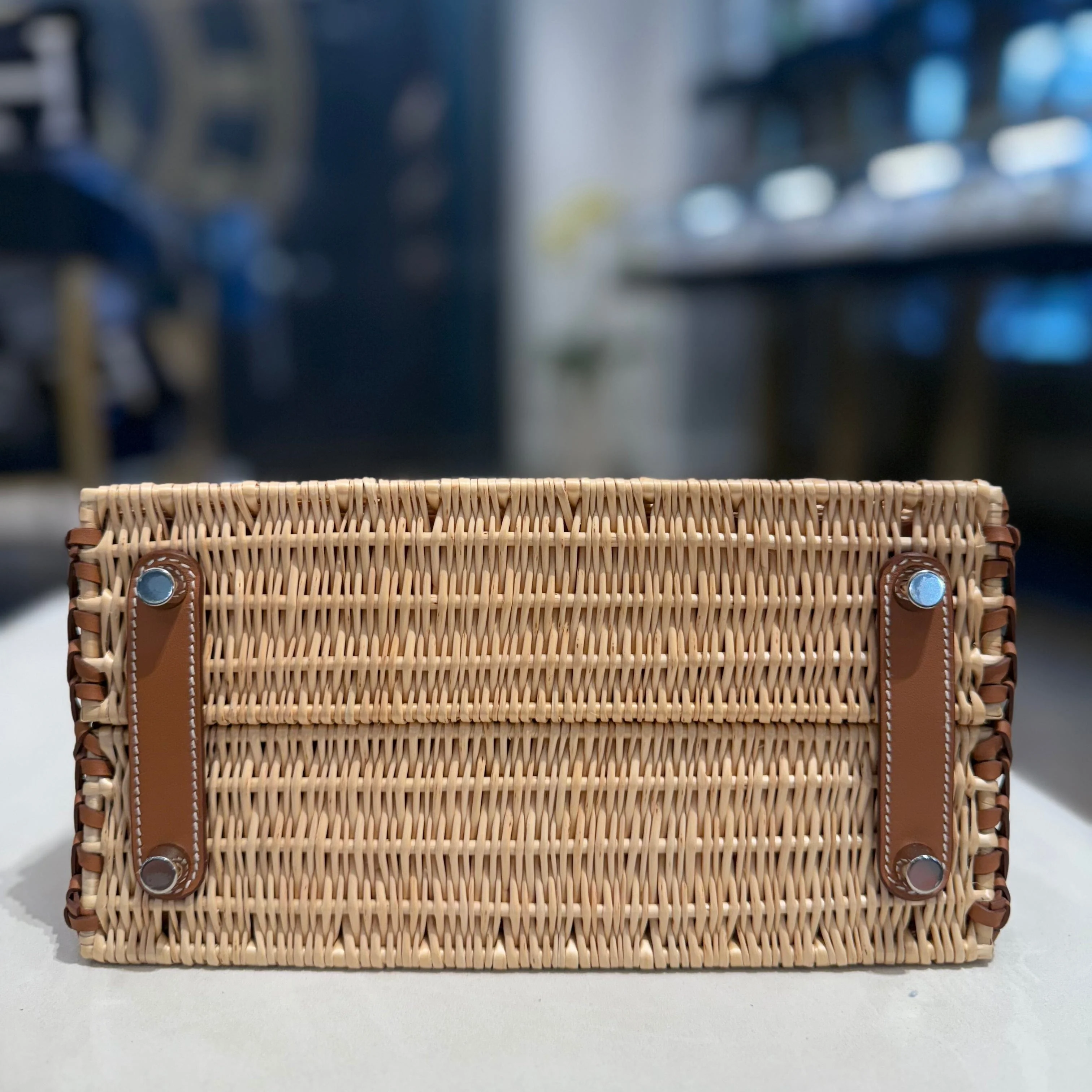 Hermès Gold Osier Wicker Picnic Birkin 25 Swift Palladium Hardware Limited Edition - Image 6