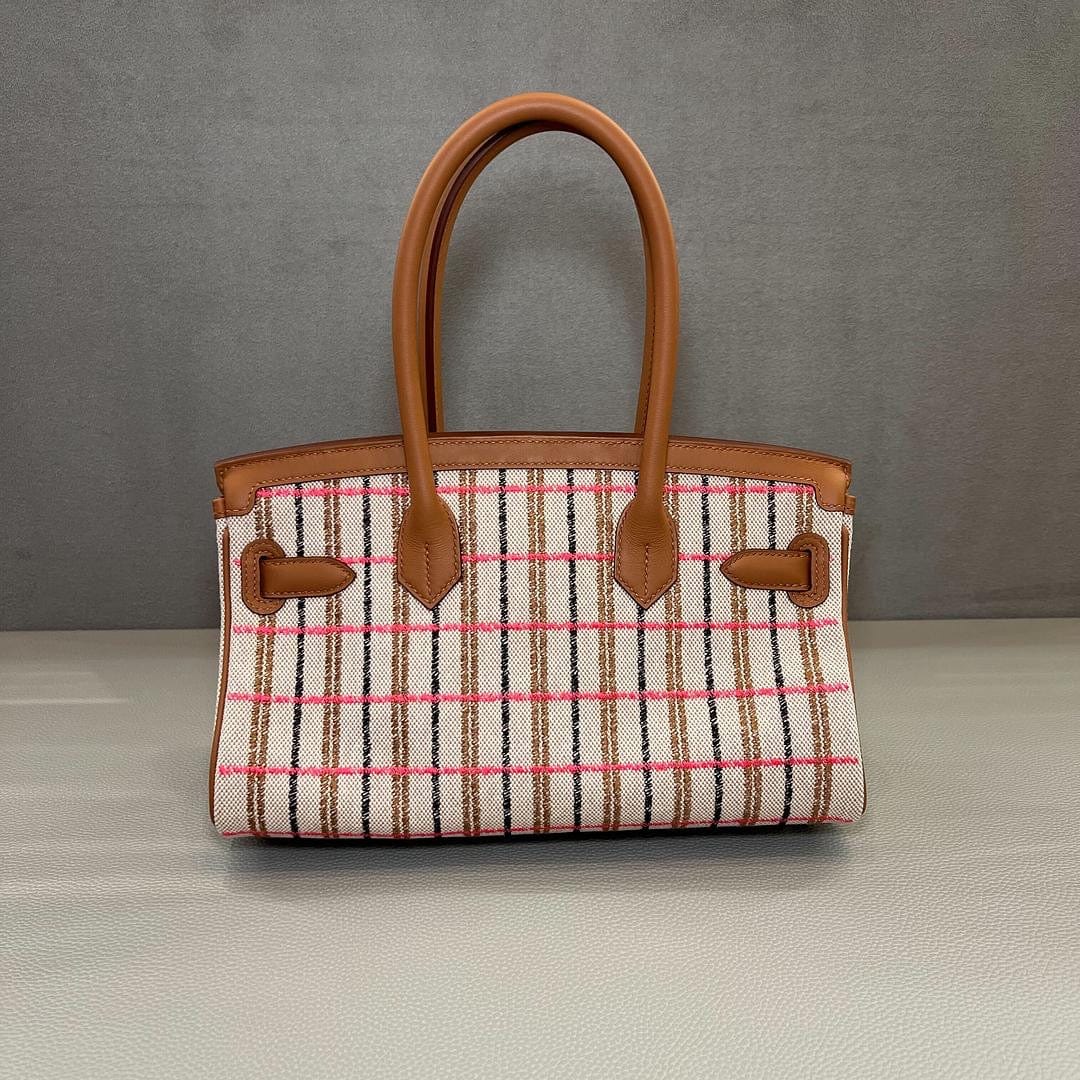 Hermès Gold Shoulder Birkin 29 Ecru, Beige, Rose Pop, Noir and Fauve Swift and Embroidered Canvas Palladium Hardware - Image 5
