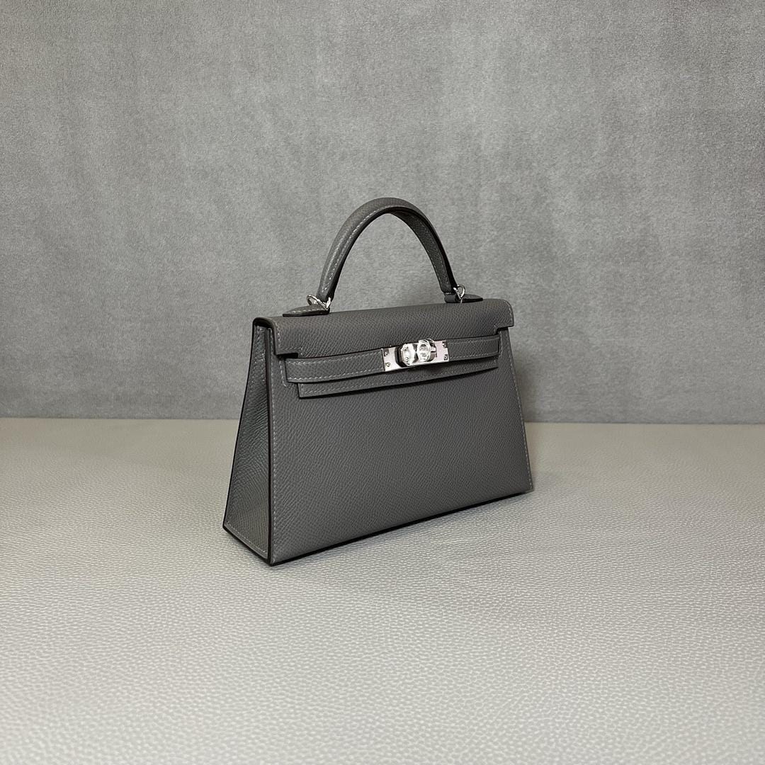 Hermès Gris Meyer and Noir Mini Kelly Sellier 20 Verso Epsom Palladium Hardware - Image 2