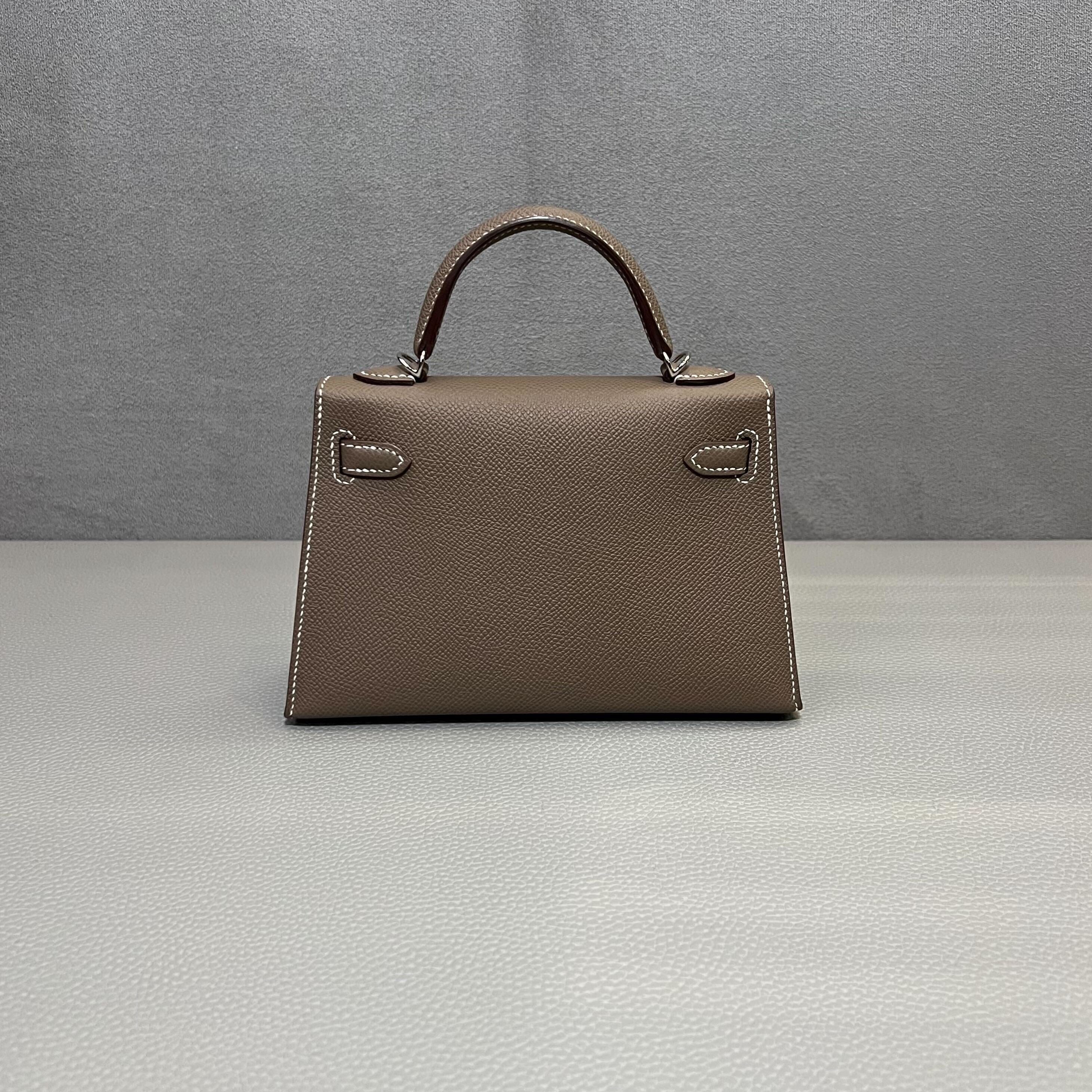 Hermès Etoupe Mini Kelly Sellier 20 Epsom Palladium Hardware - Image 5