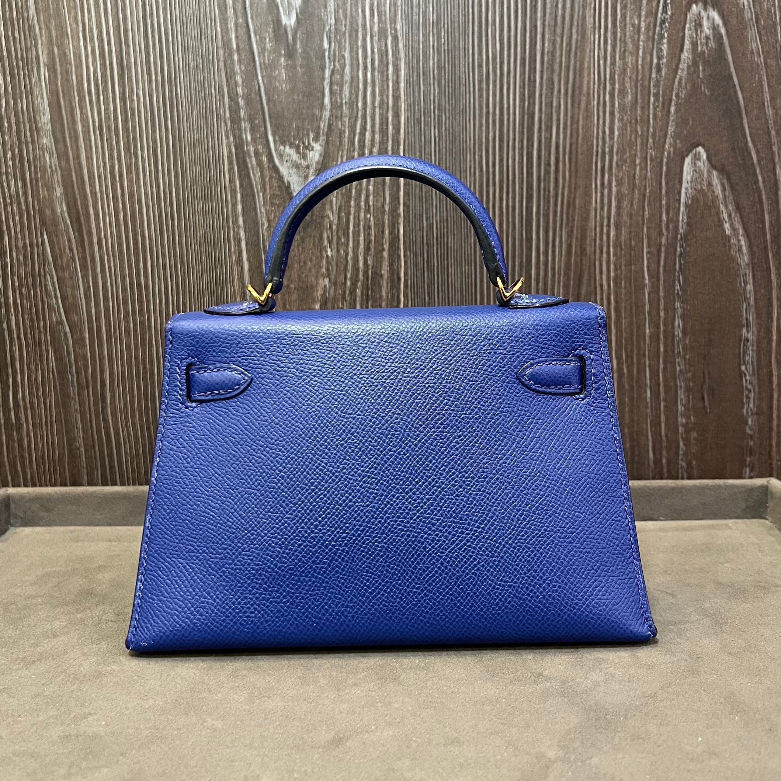 Hermès Bleu Electrique Mini Kelly Sellier 20 Epsom Gold Hardware - Image 5