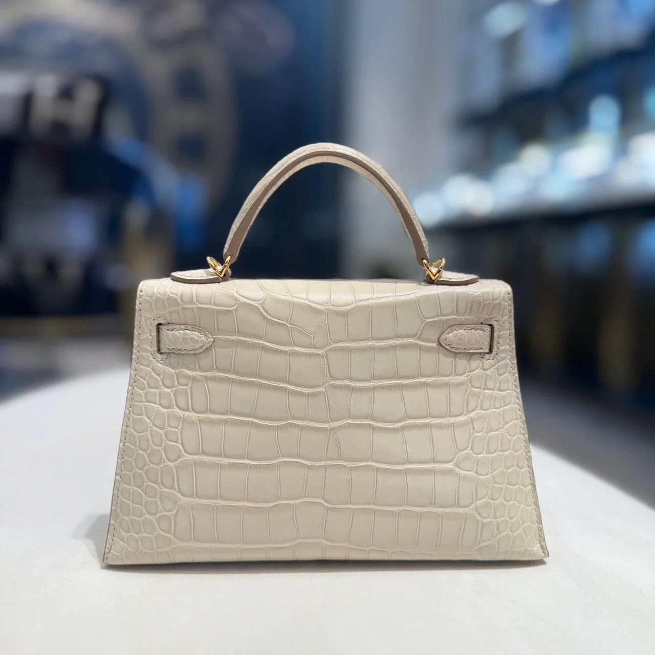Hermès Beton Mini Kelly 20 Sellier Matte Missi Alligator Gold Hardware - Image 3