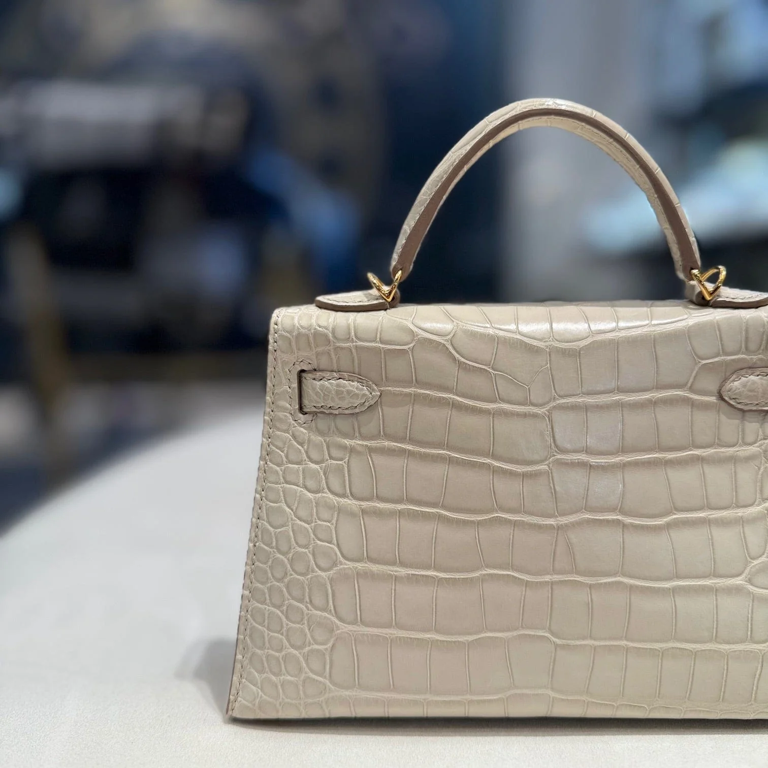 Hermès Beton Mini Kelly 20 Sellier Matte Missi Alligator Gold Hardware - Image 4