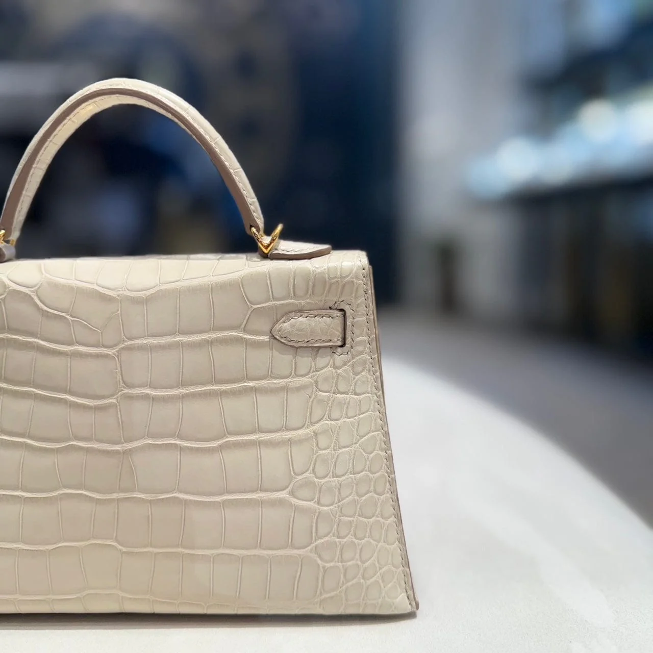 Hermès Beton Mini Kelly 20 Sellier Matte Missi Alligator Gold Hardware - Image 5
