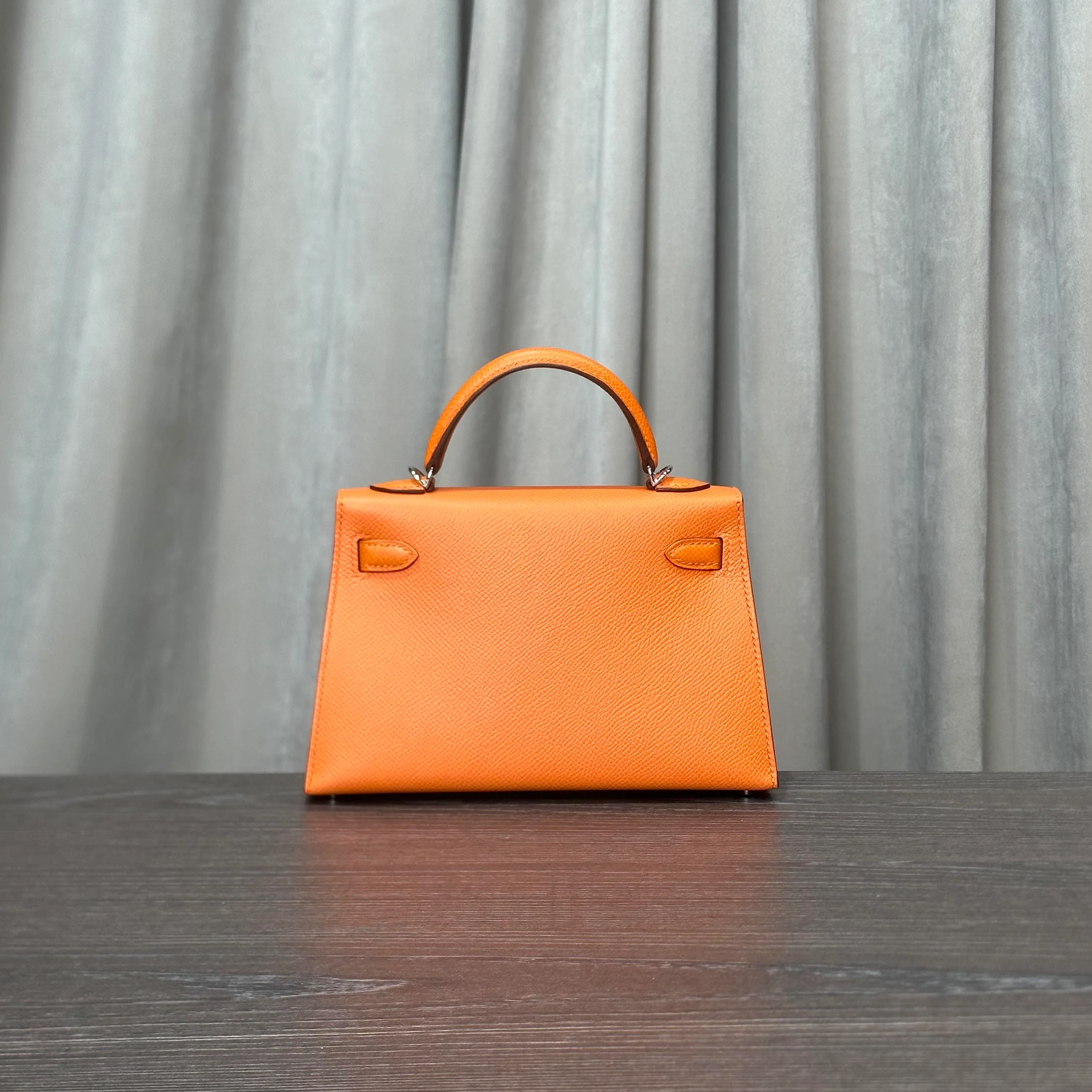 Hermès Orange Mini Kelly Sellier 20 Epsom Palladium Hardware - Image 8