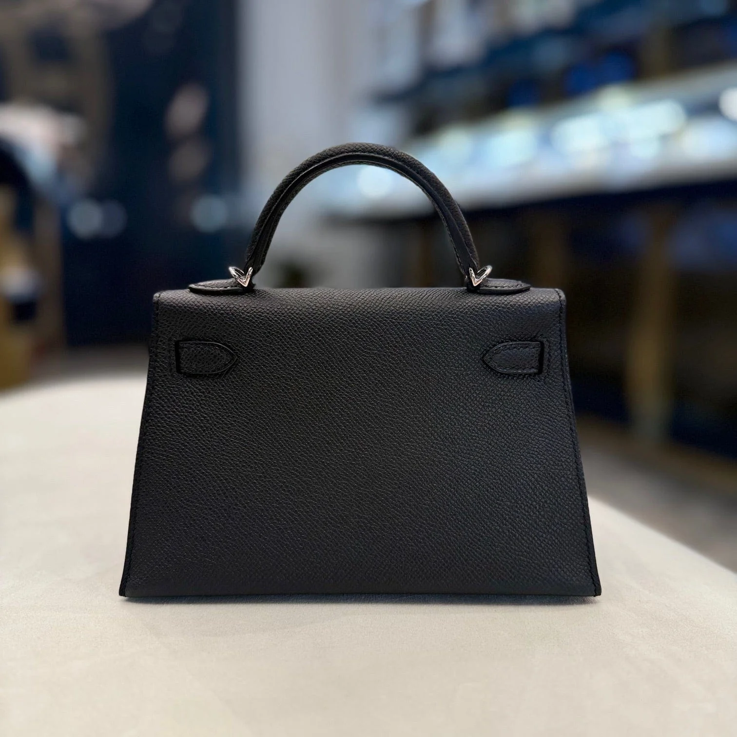 Hermès Noir Mini Kelly Sellier 20 Epsom Palladium Hardware - Image 6