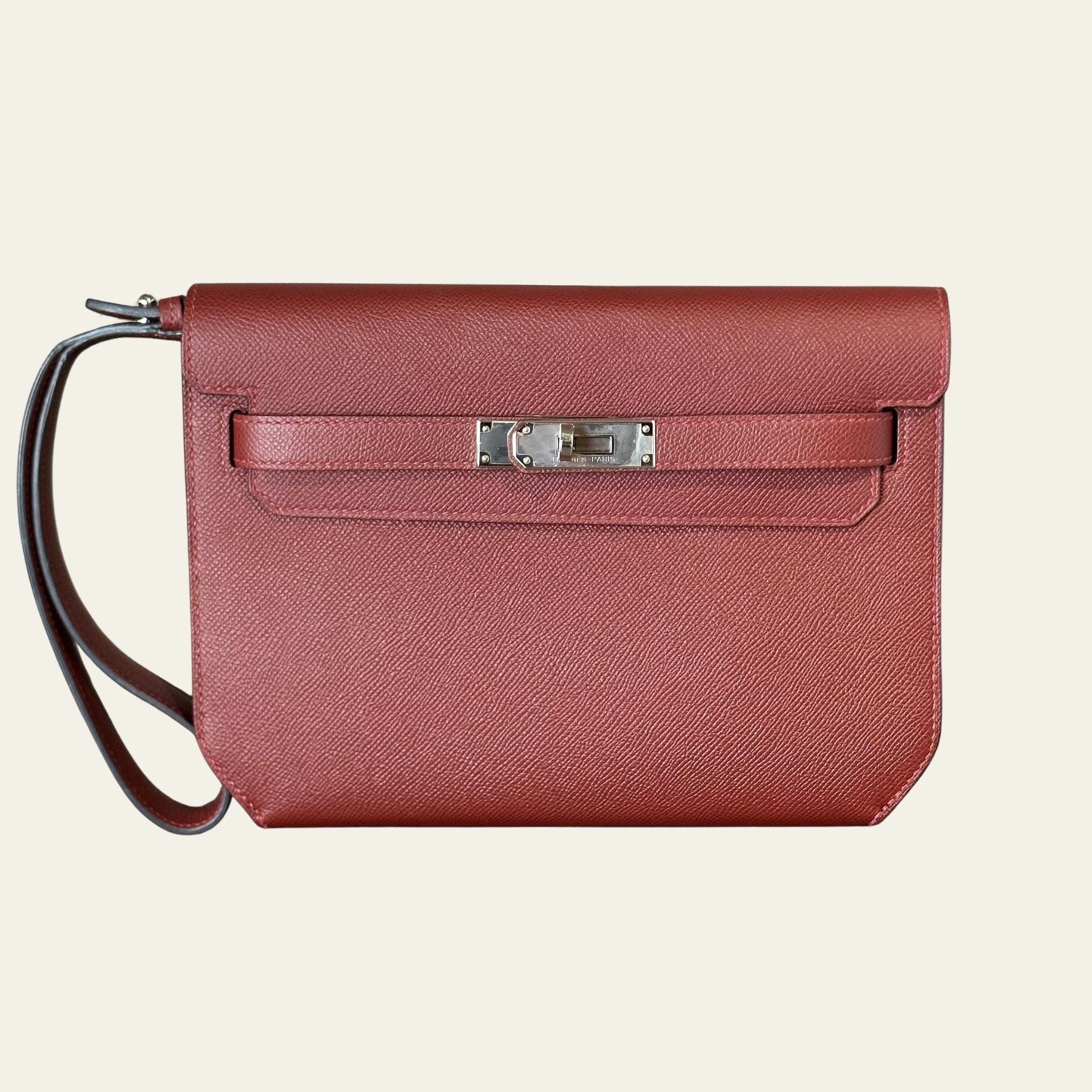 Hermès Rouge H Kelly Depeches 25 Epsom Palladium Hardware