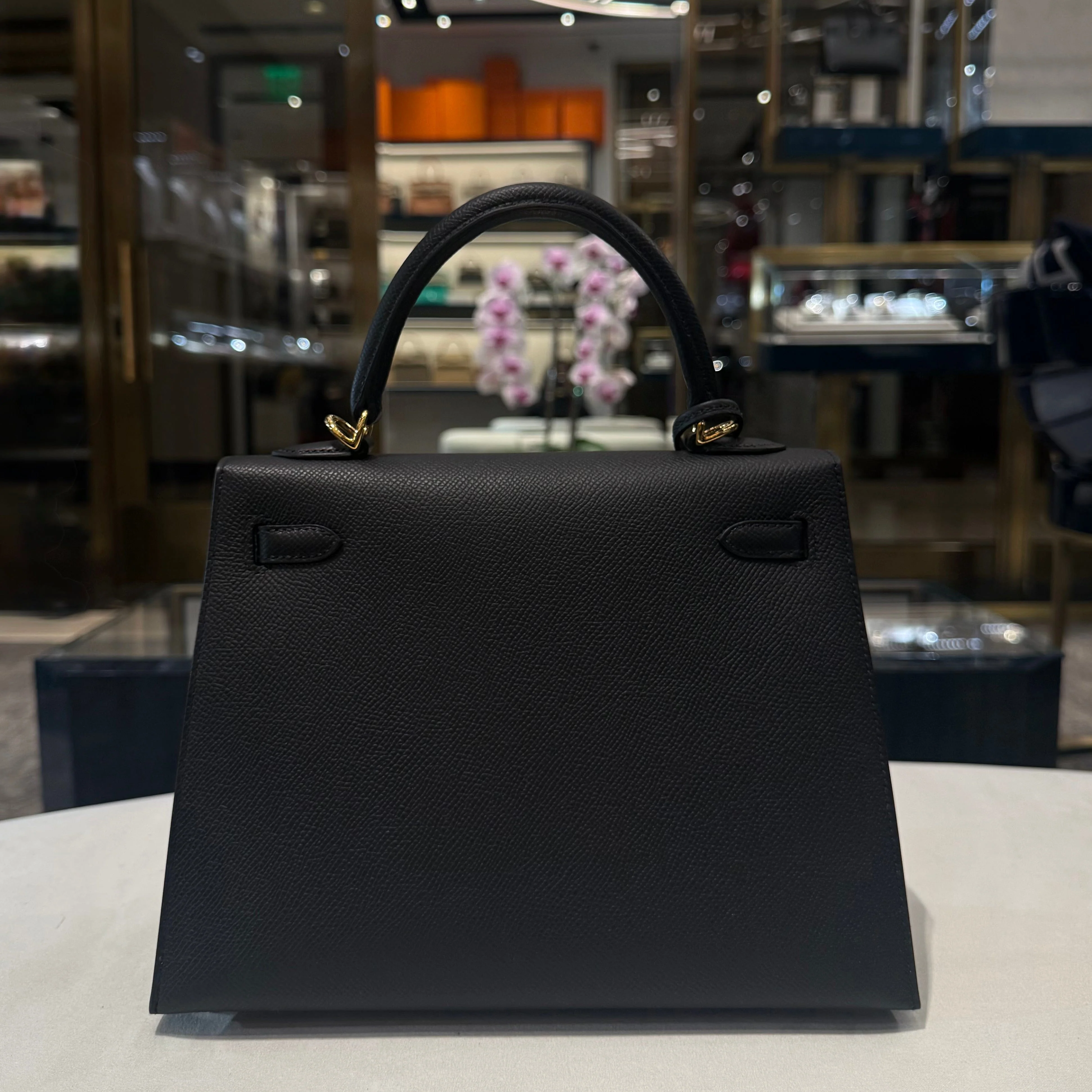 Hermès Noir Kelly Sellier 25 Epsom Gold Hardware - Image 5