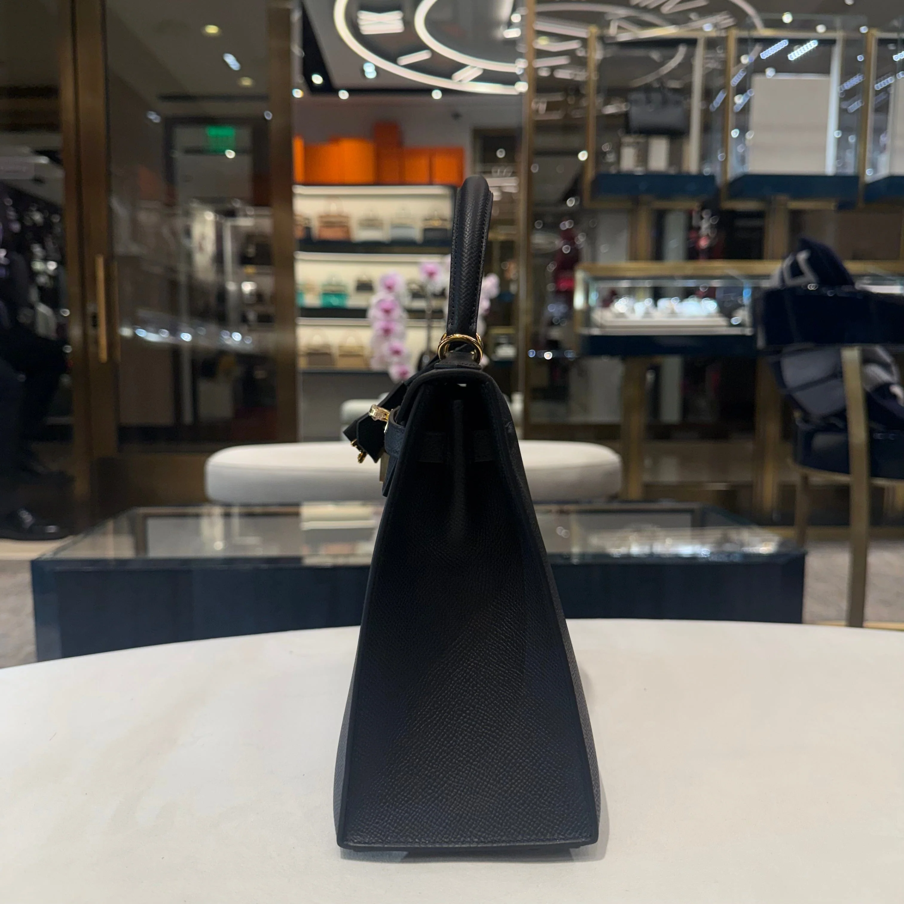 Hermès Noir Kelly Sellier 25 Epsom Gold Hardware - Image 7