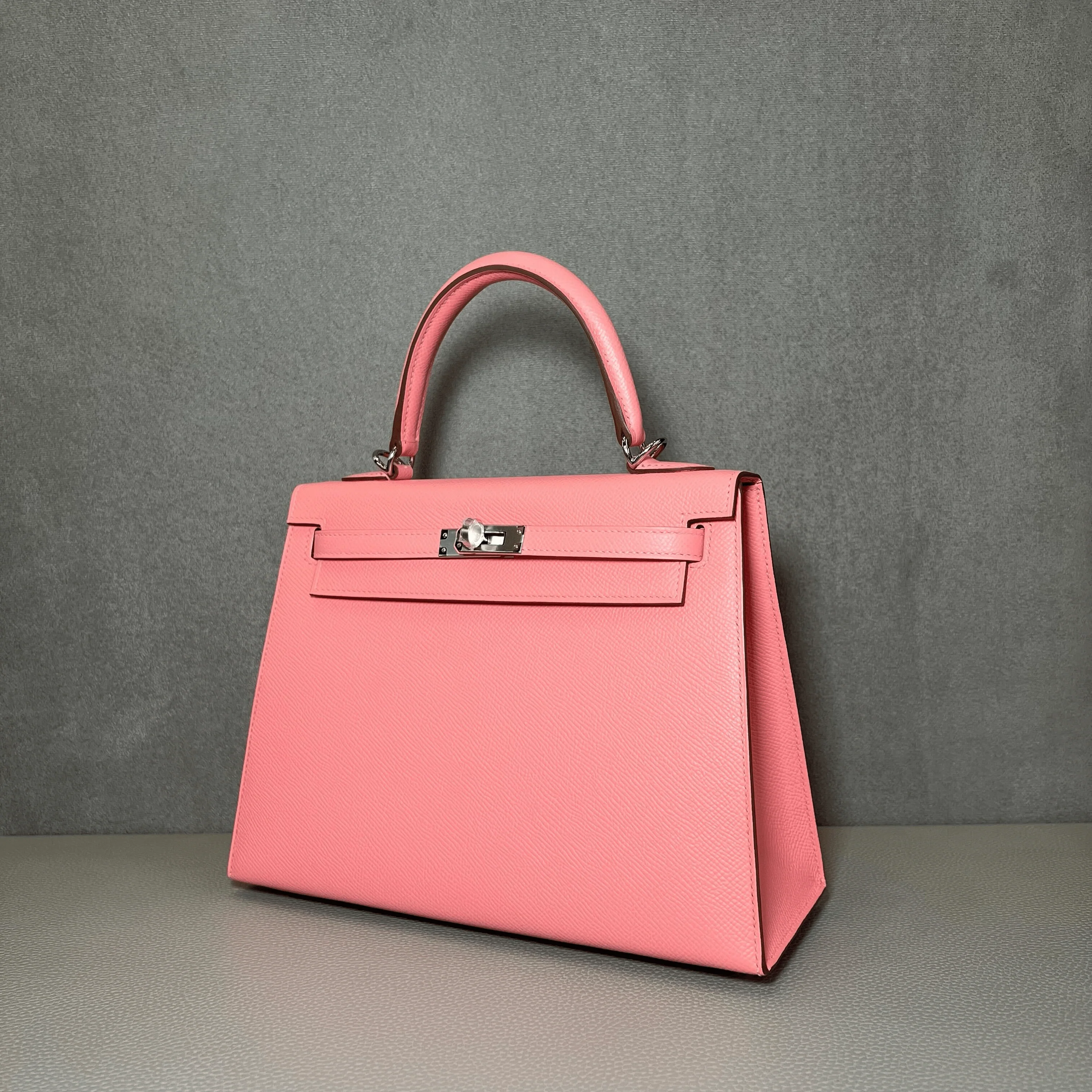 Hermès Rose Confetti Kelly Sellier 25 Epsom Palladium Hardware - Image 5