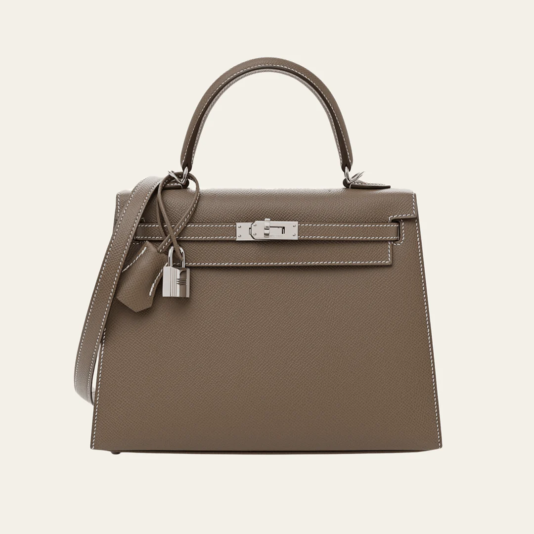 Hermès Etoupe Kelly Sellier 28 Epsom Palladium Hardware