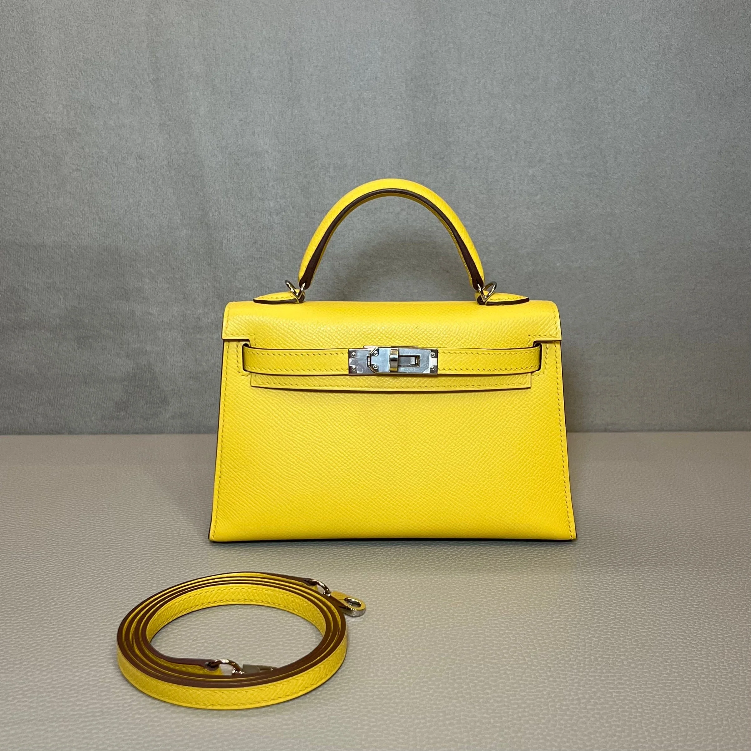 Hermès Jaune de Naples Mini Kelly 20 Sellier Mini Epsom Palladium Hardware - Image 3