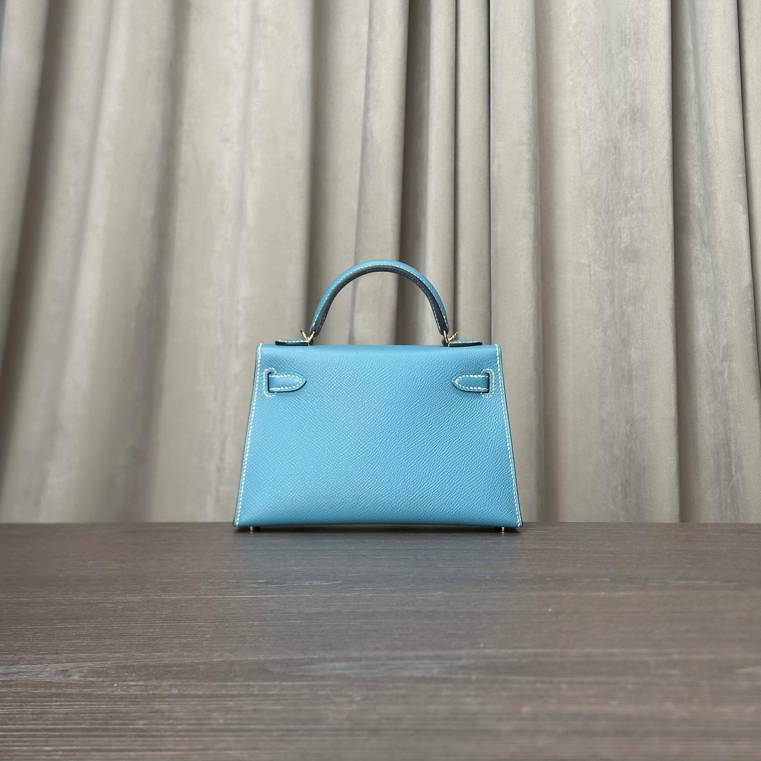 Hermès Bleu Jean Mini Kelly Sellier 20 Epsom Gold Hardware - Image 6
