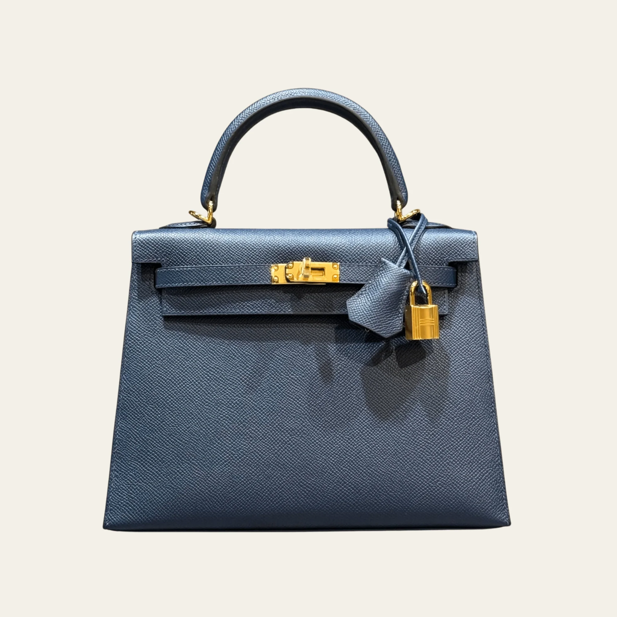 Hermès Blue Sapphire Kelly Sellier 25 Epsom Gold Hardware
