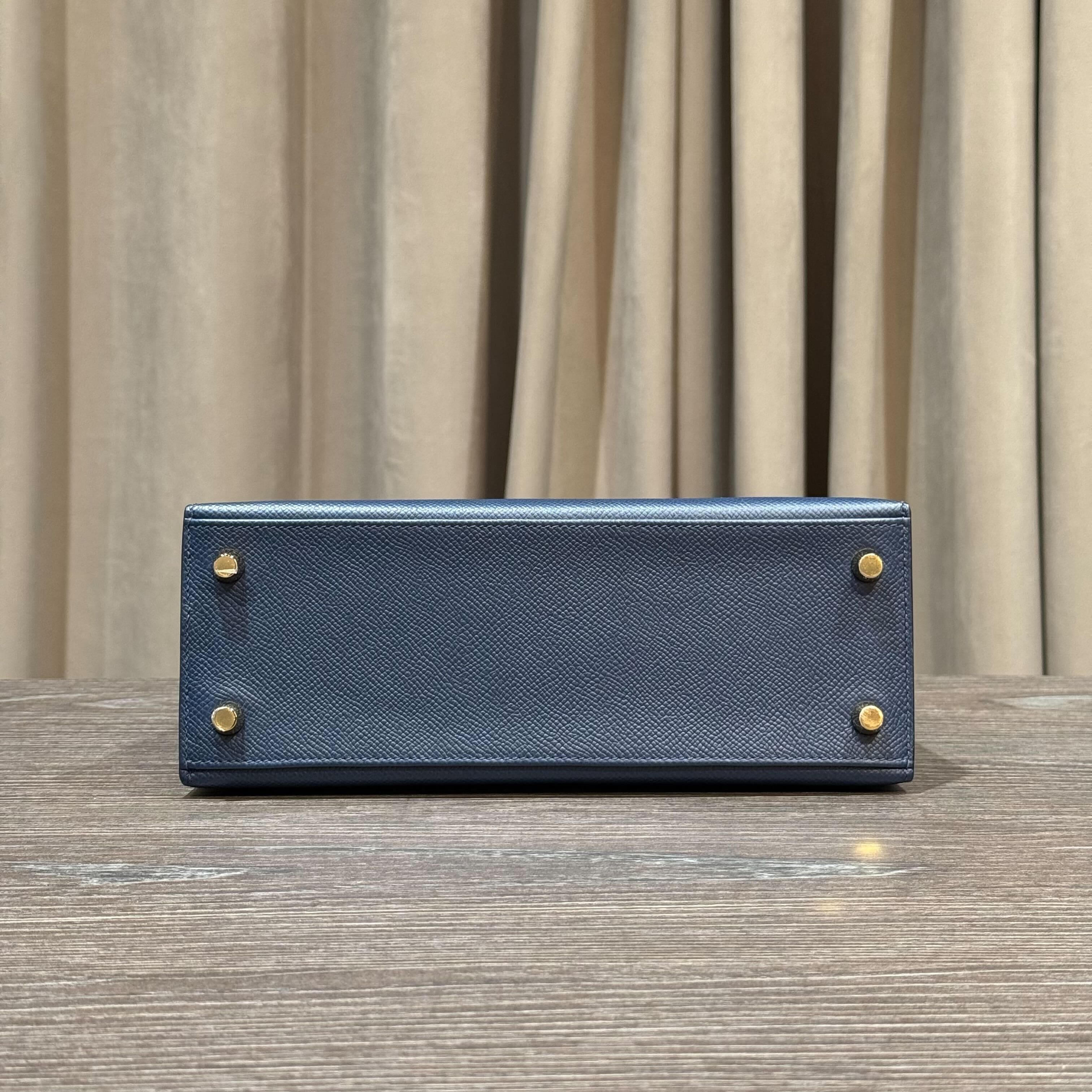 Hermès Blue Sapphire Kelly Sellier 25 Epsom Gold Hardware - Image 7