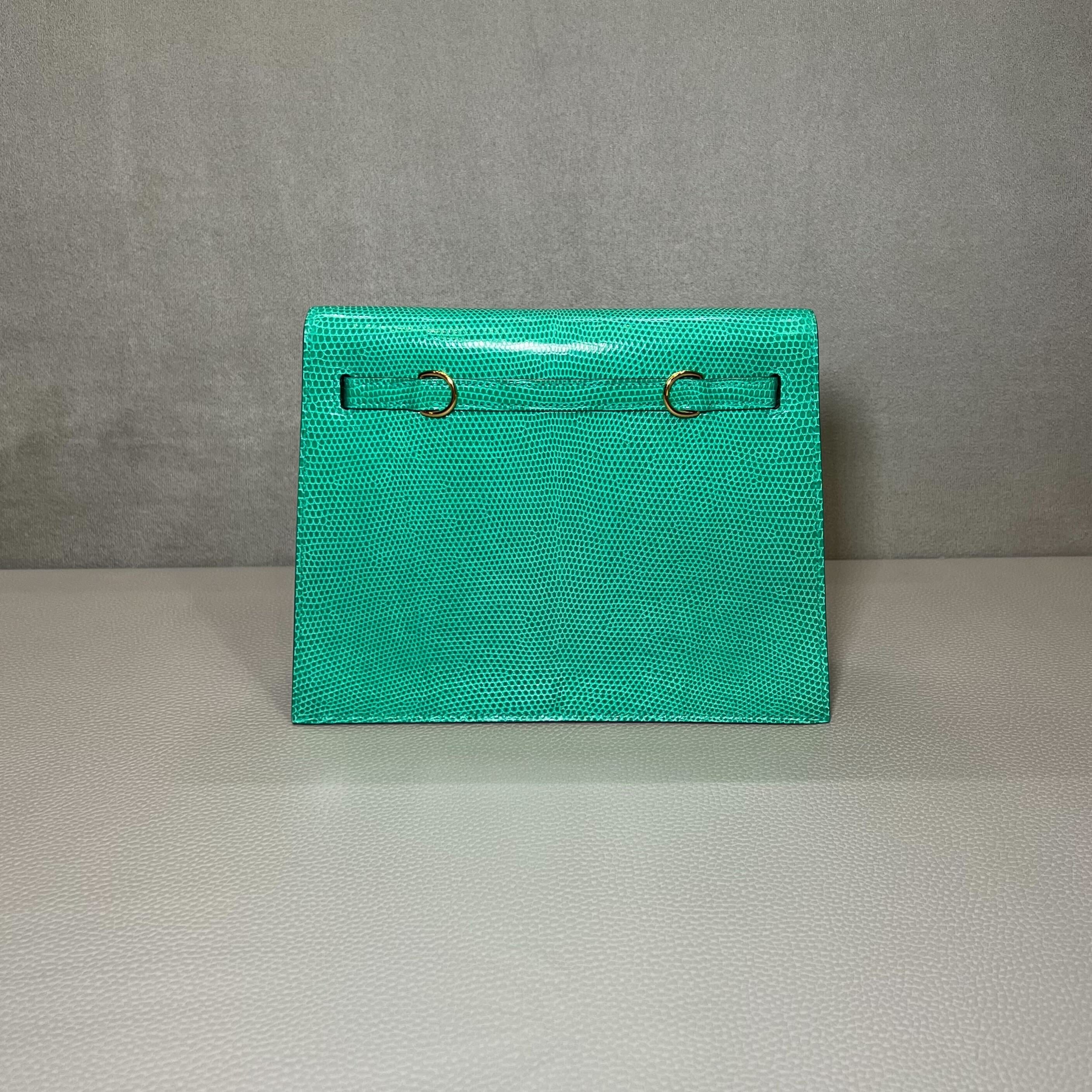 Hermès Menthe Kelly Danse Niloticus Lizard Gold Hardware - Image 4
