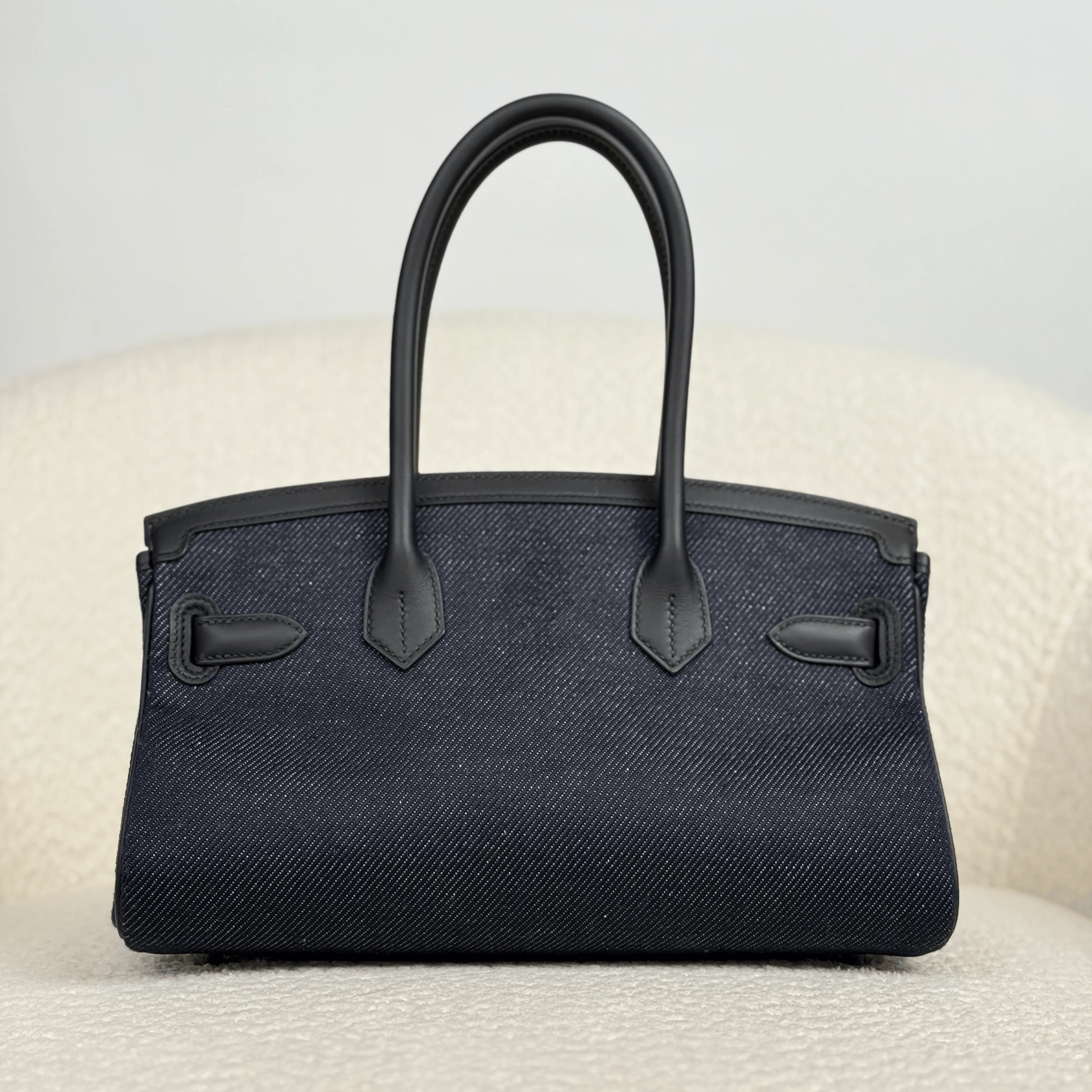 Hermès Noir and Bleu Indigo Shoulder Birkin Light 29 Swift and Denim Toile Jean Gold Hardware - Image 4