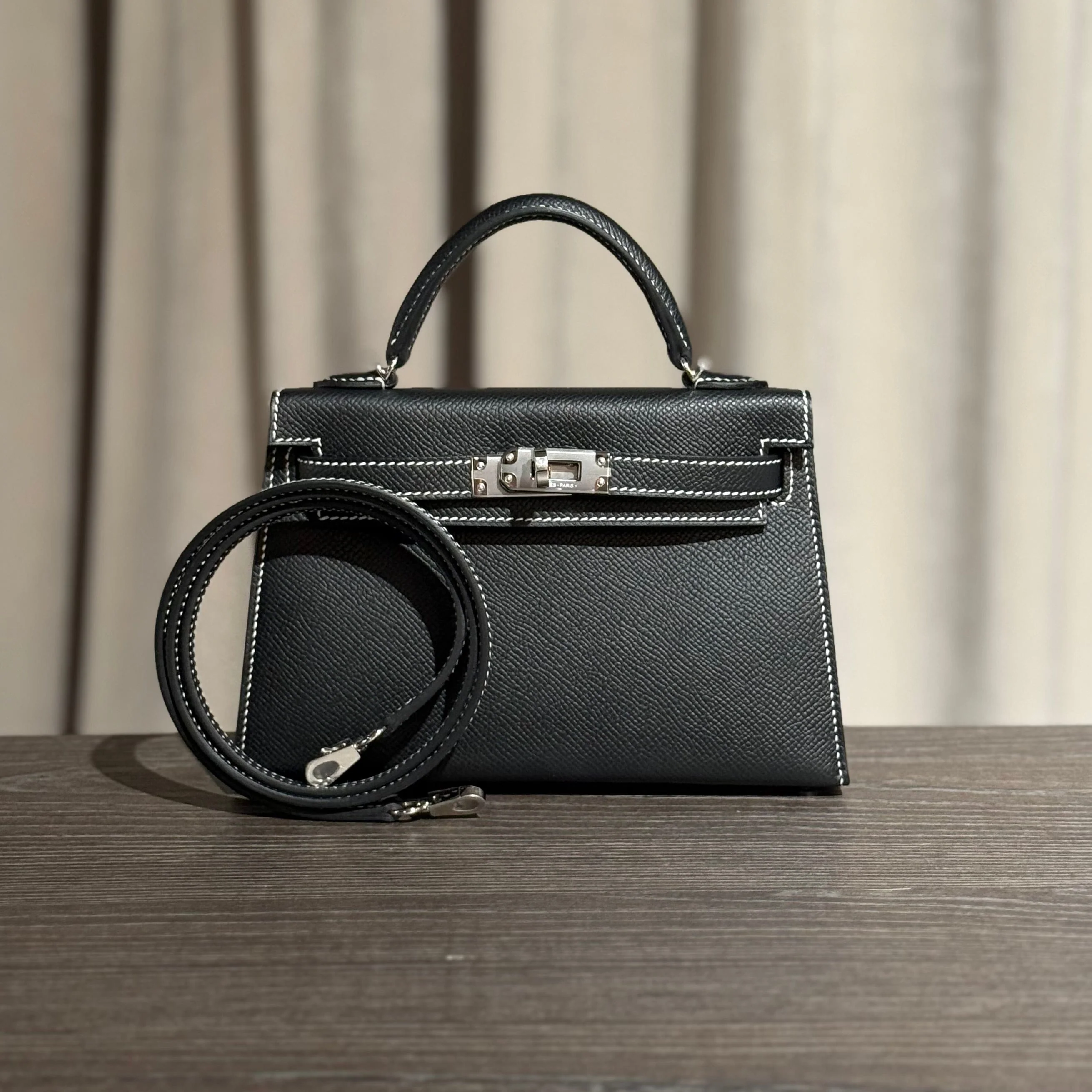 Hermès Noir Mini Kelly Sellier 20 Verso Palladium Hardware HSS - Image 2