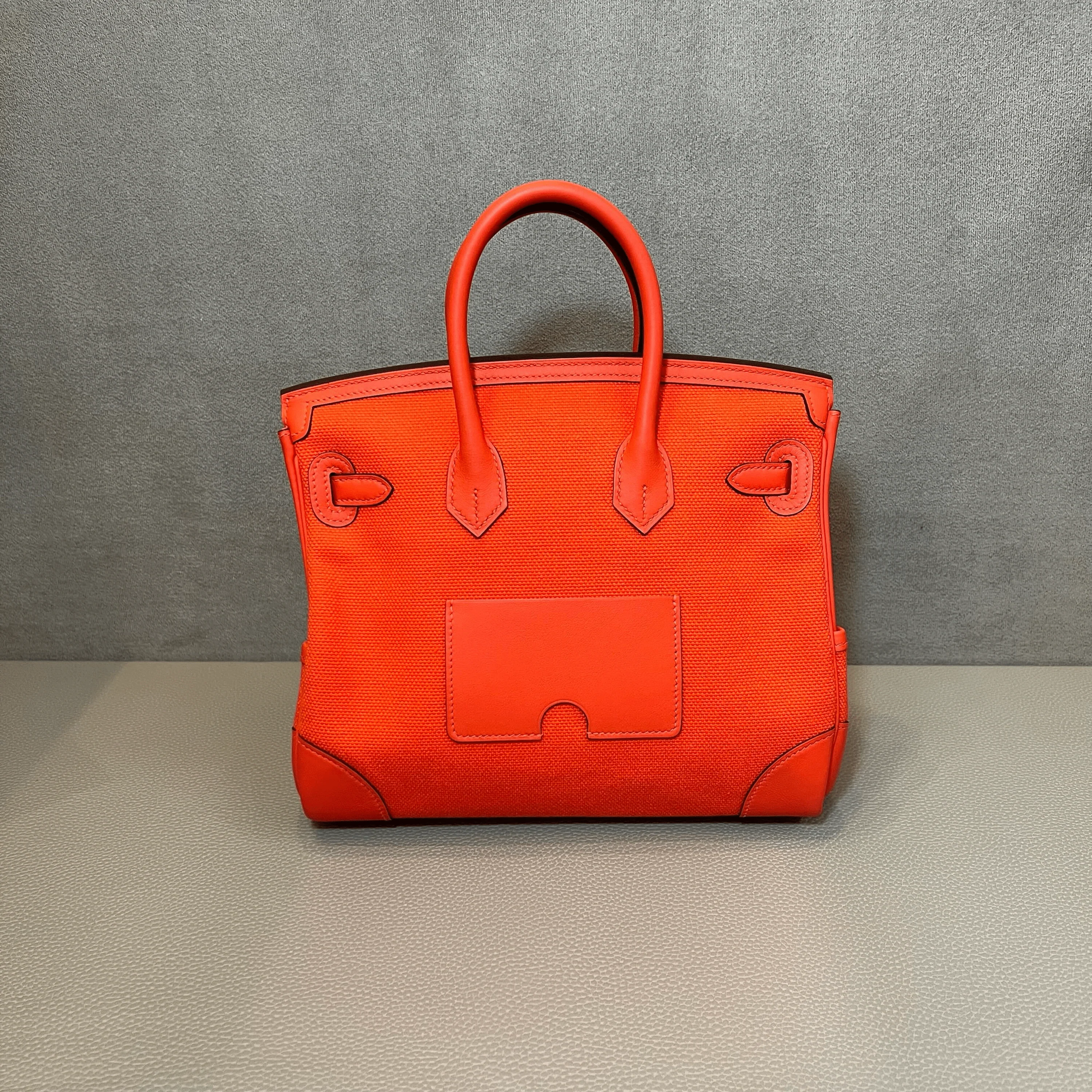 Hermès Orange Field Birkin 25 Cargo Toile Goeland-Veau Swift Palladium Hardware - Image 6