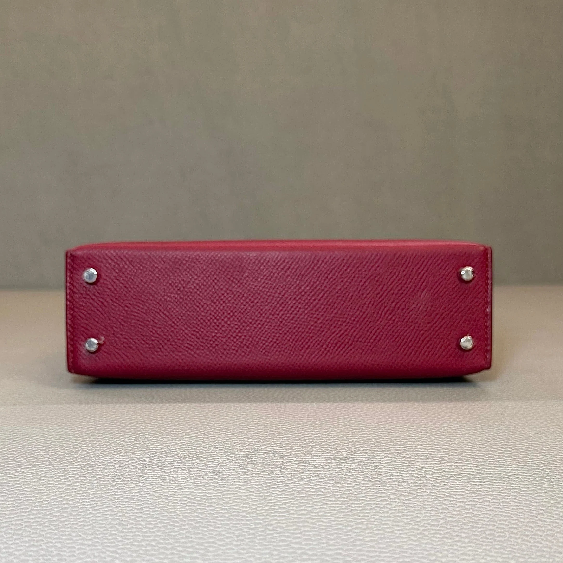 Hermès Rubis Rose Azalee Rouge Mini Kelly Sellier 20 Tricolore Epsom Palladium Hardware - Image 7