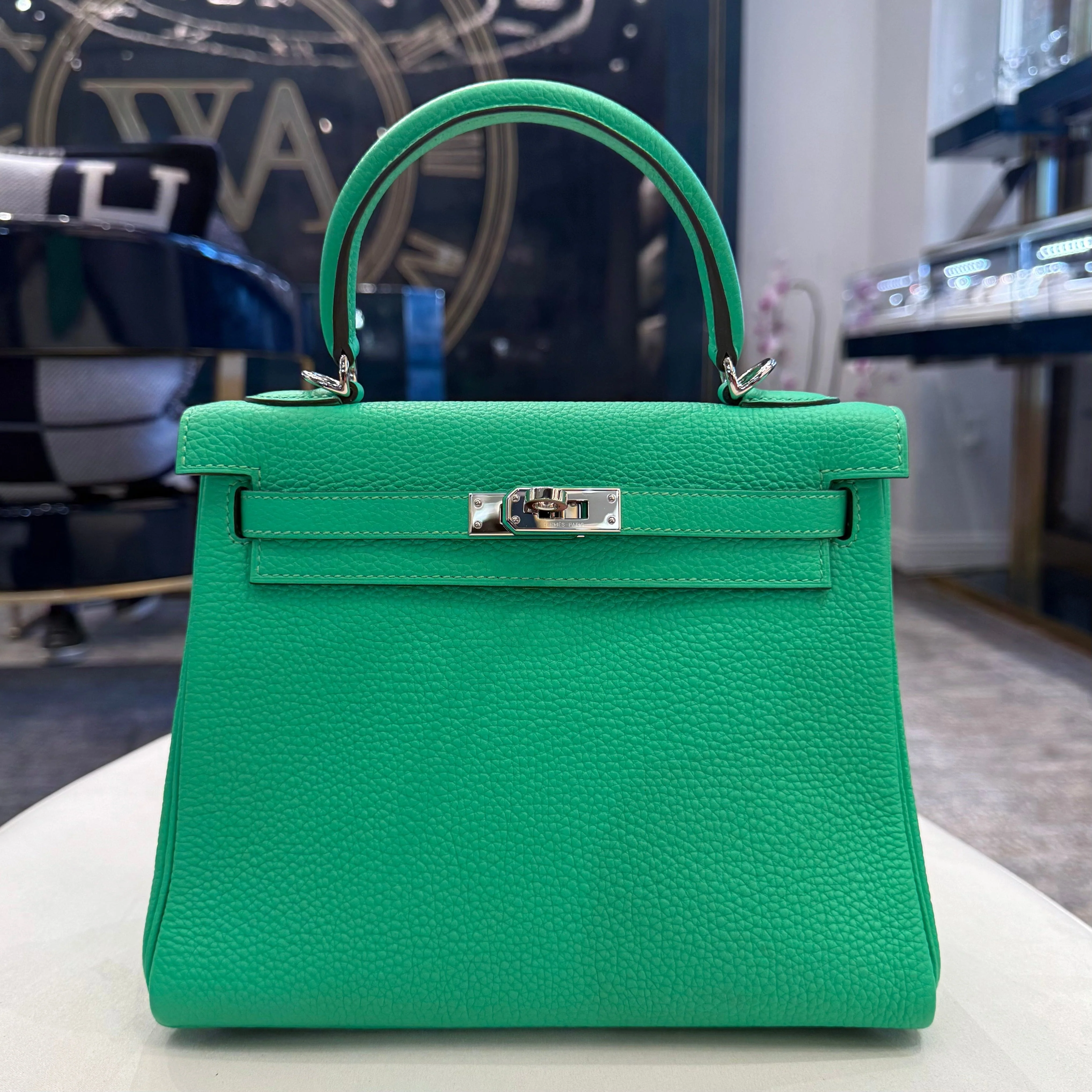 Hermès Vert Comics Kelly 25 Retourne Togo Palladium Hardware - Image 3