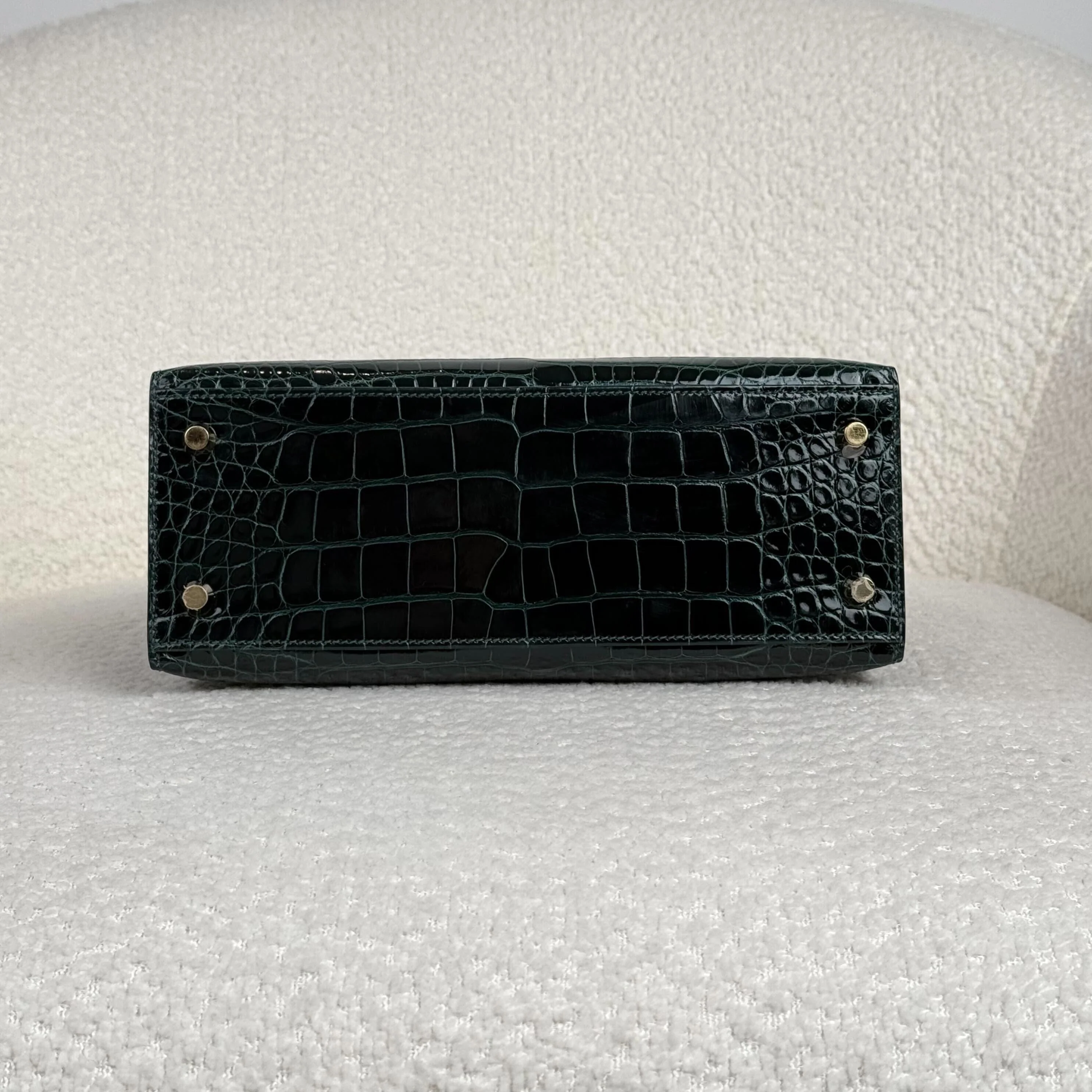 Hermès Vert Cypres Kelly Sellier 25 Alligator Mississippiensis Gold Hardware - Image 8