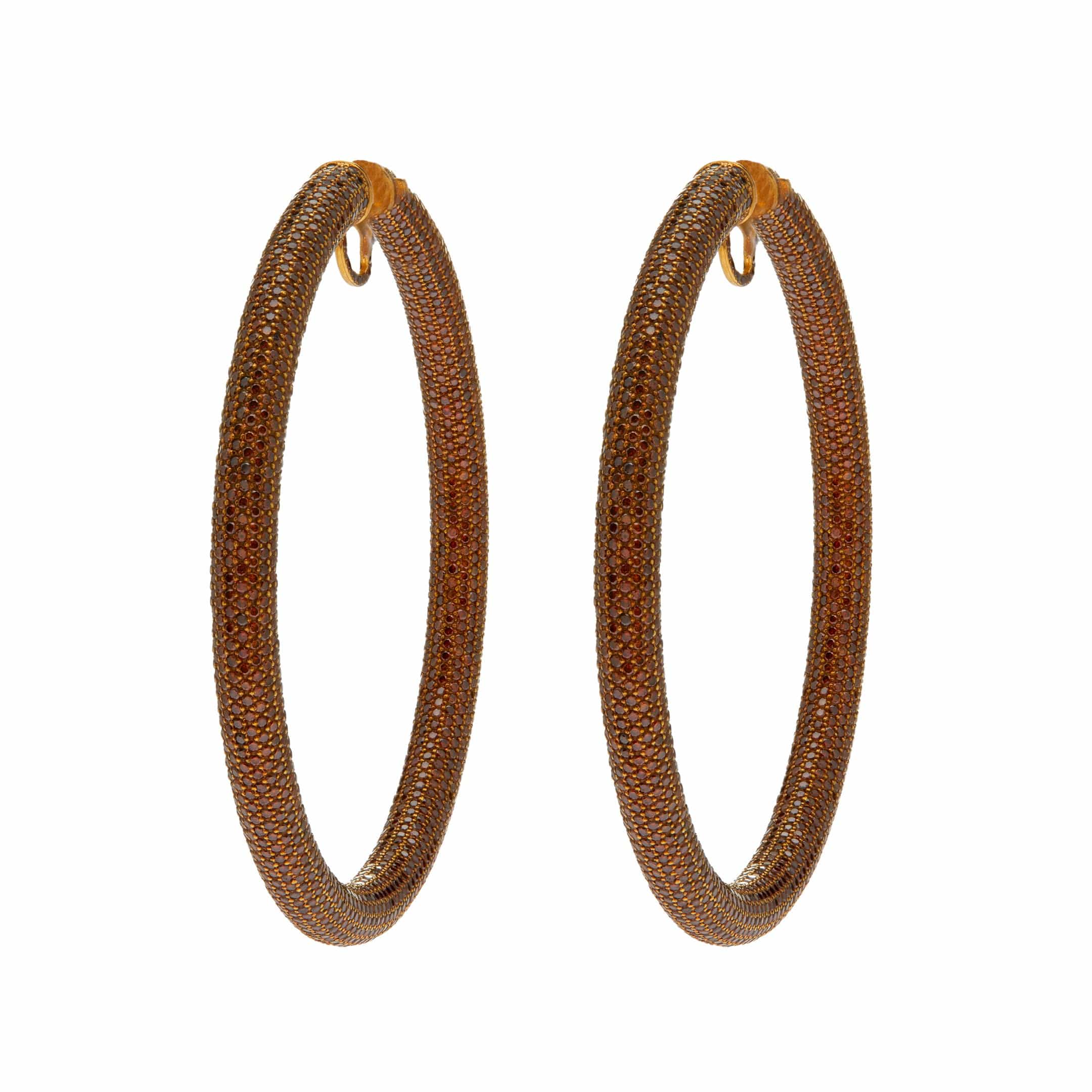 Jacob & Co. Hoop Earrings 18K Yellow Gold Pavé Set with Brown Diamonds