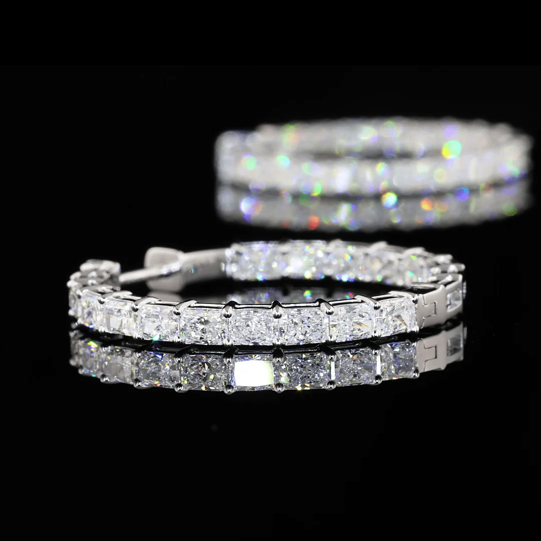 4 Carat Lab Grown Diamond Hoop Earrings - Image 4