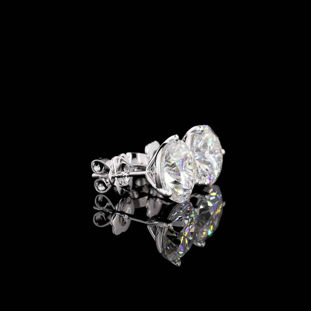 8 Carat Round Lab Grown Diamond Stud Earrings - Image 3