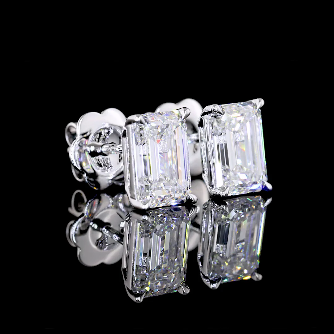 2.5 Carat Emerald Lab Grown Diamond Stud Earrings - Image 3