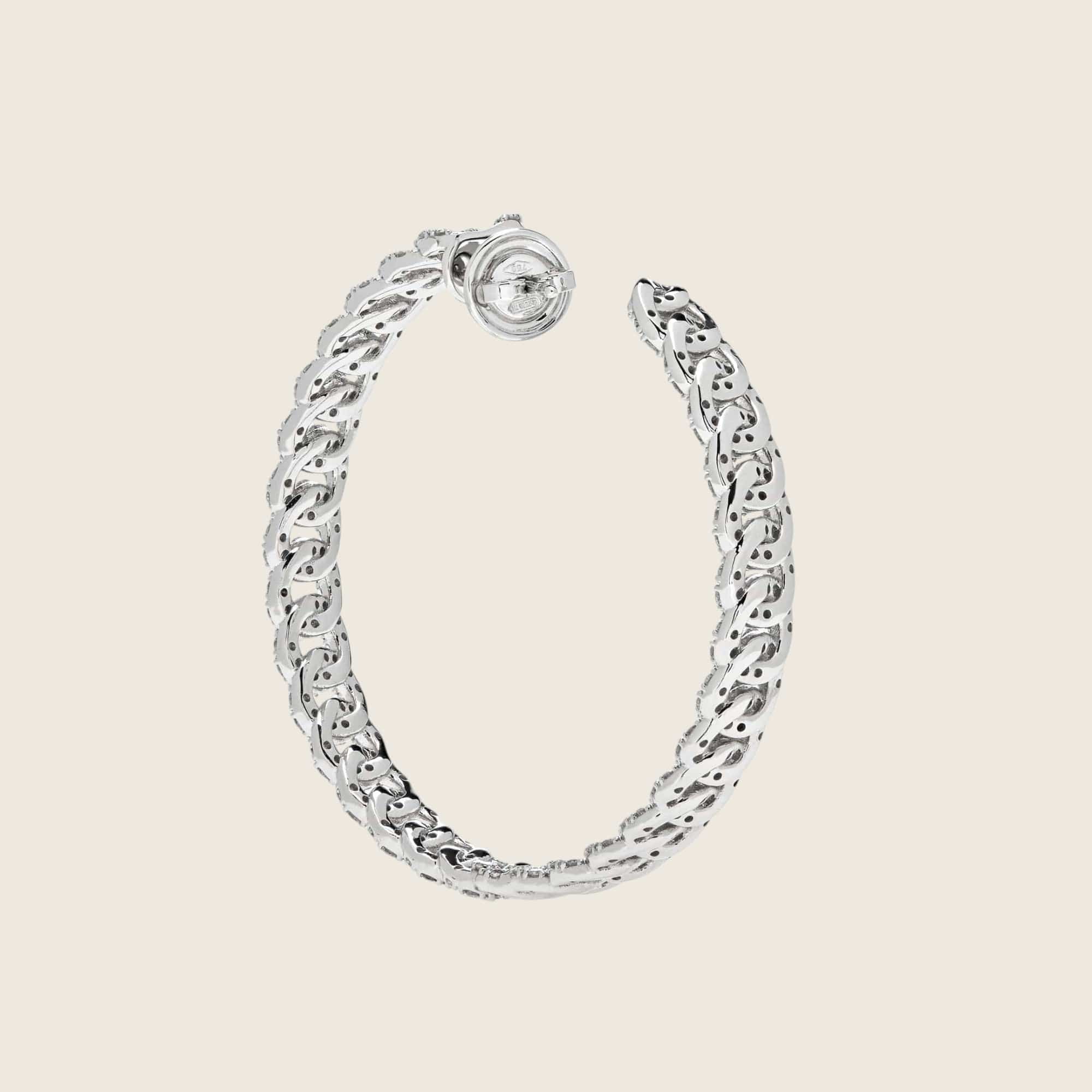Large Pavé Diamond Chain Link Hoop Earrings - Image 5