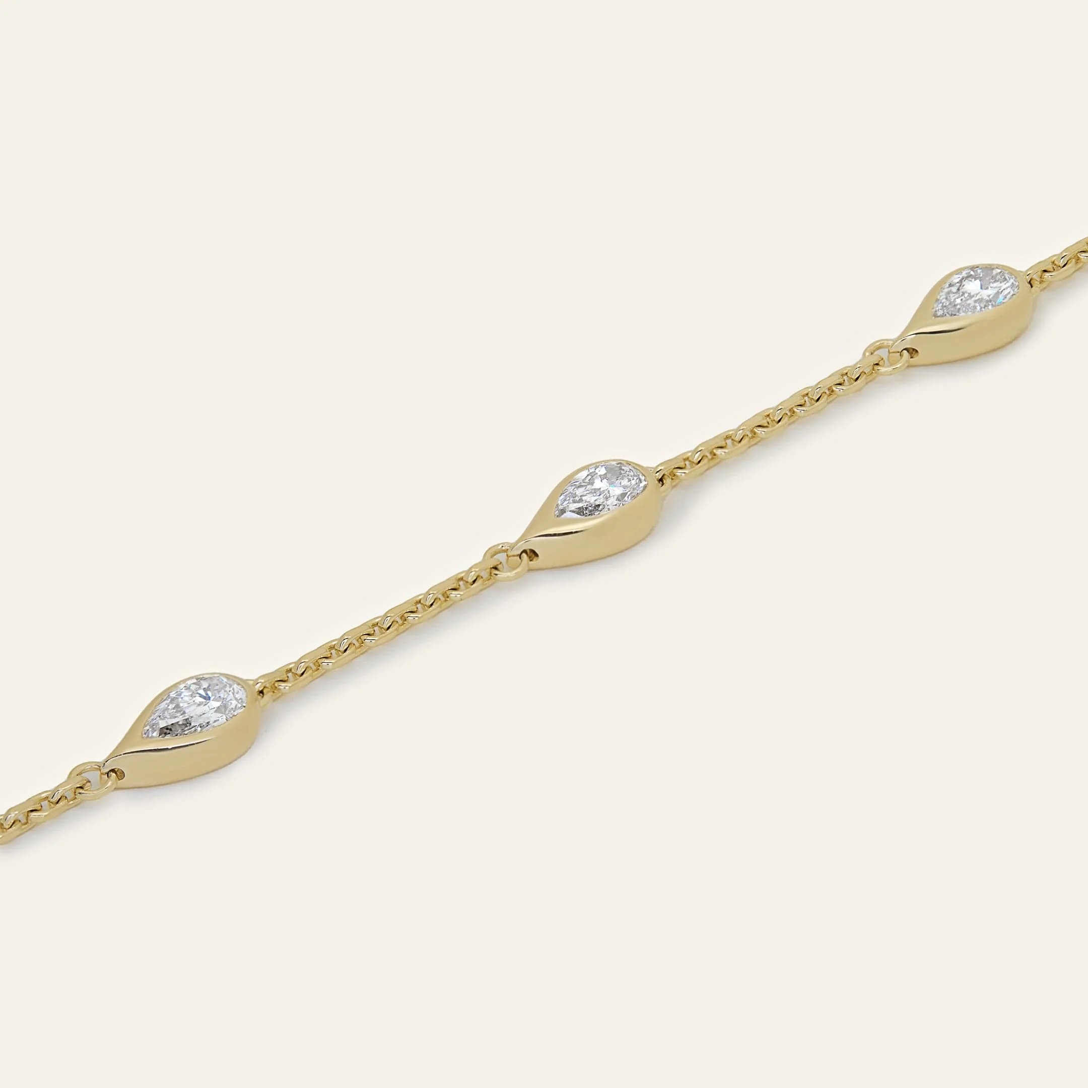 Mika Pear Shaped Diamond Bracelet in Yellow Gold - Image 4