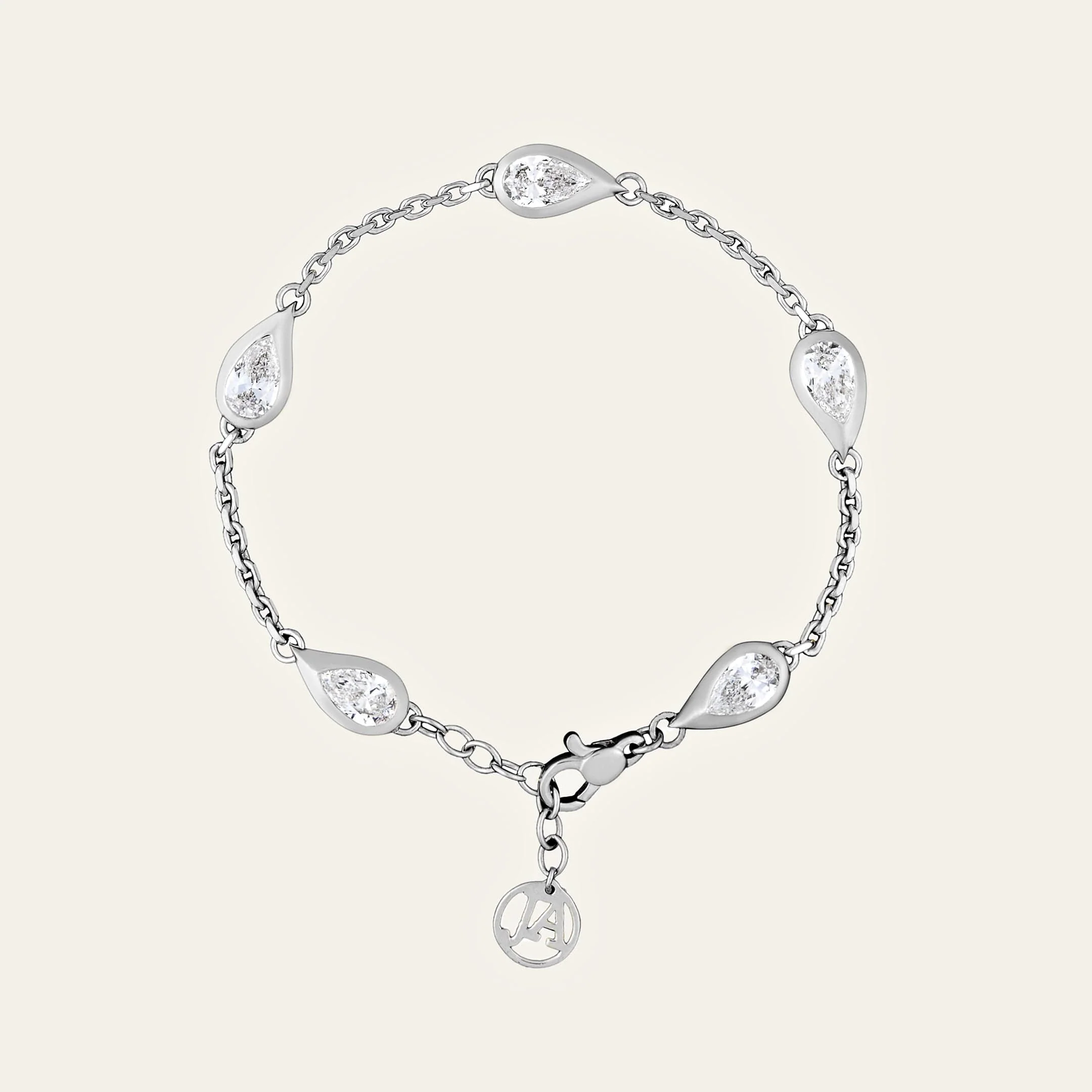 Mika Pear Shaped Diamond Bracelet in White Gold