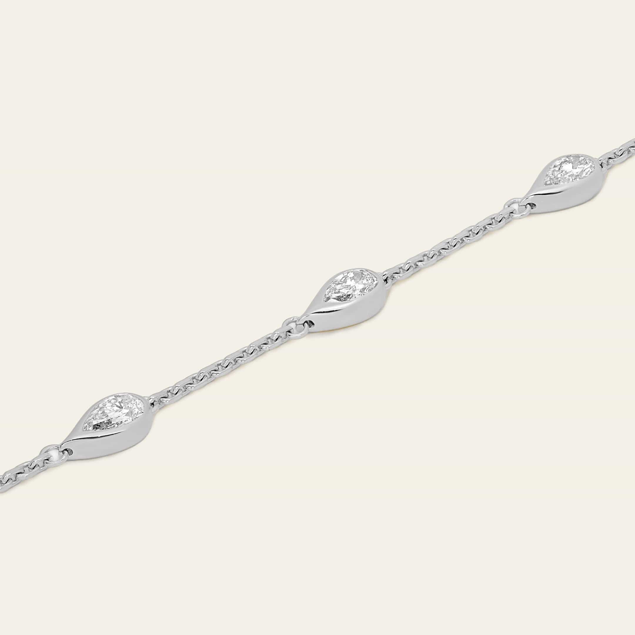 Mika Pear Shaped Diamond Bracelet in White Gold - Image 4