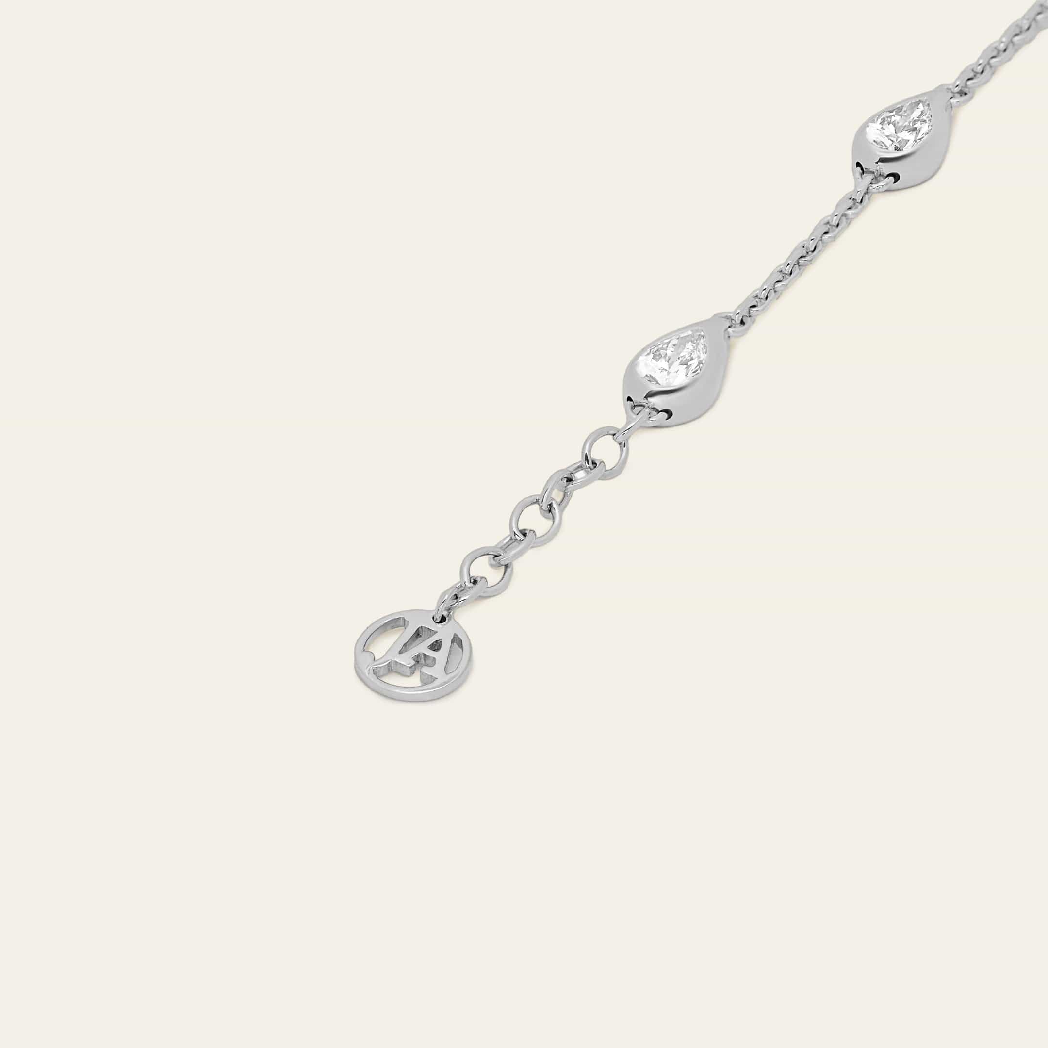 Mika Pear Shaped Diamond Bracelet in White Gold - Image 5