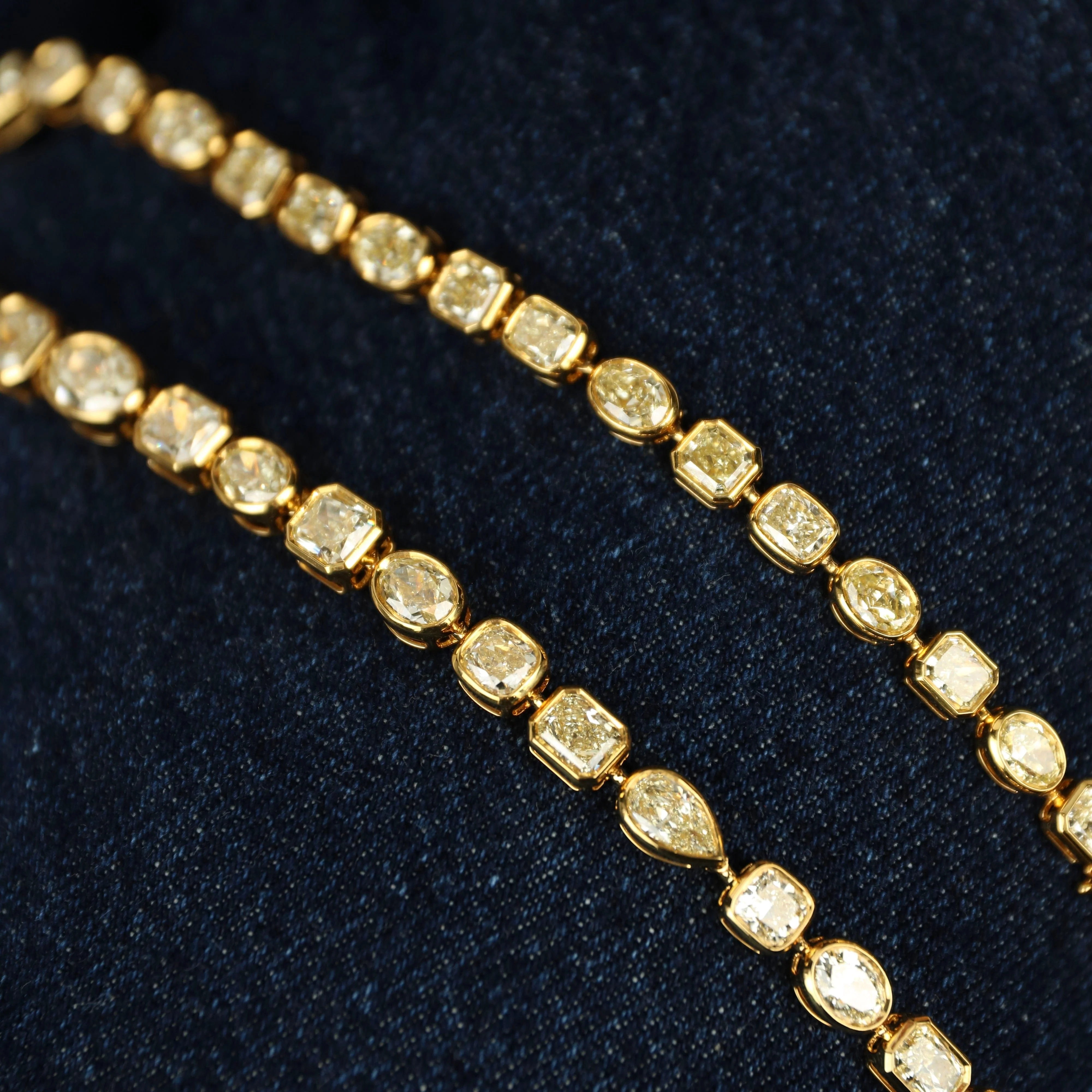 Multi-Shape Bezel Set Yellow Diamond Necklace - Image 3